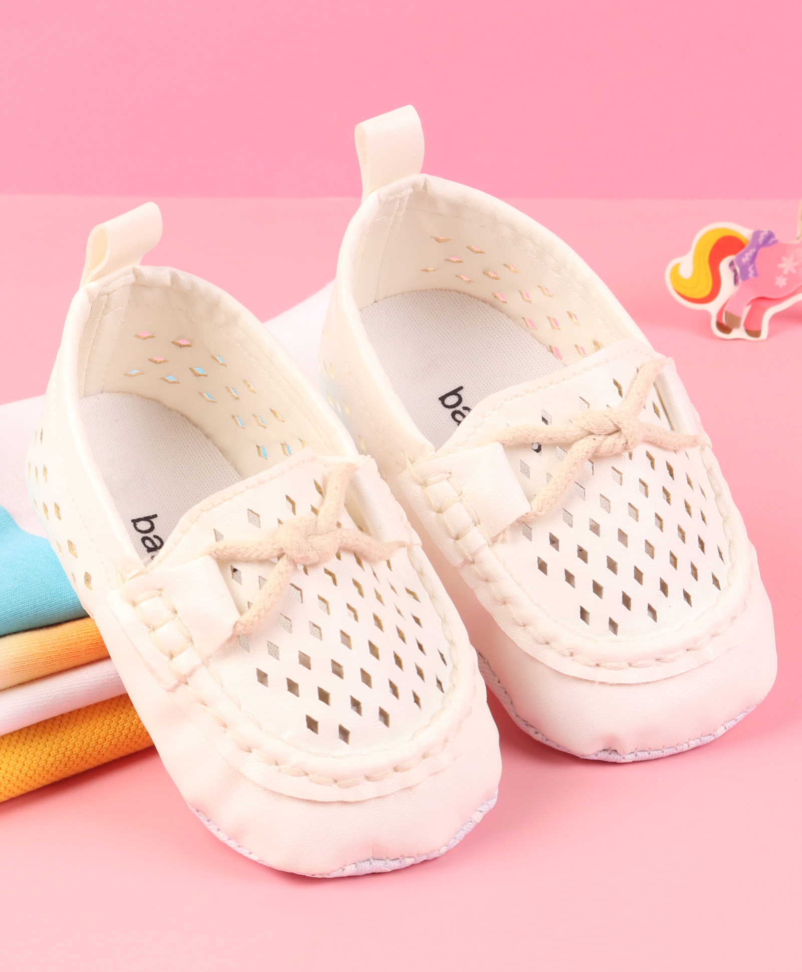 Babyoye Slip On Solid Booties - White-image-24
