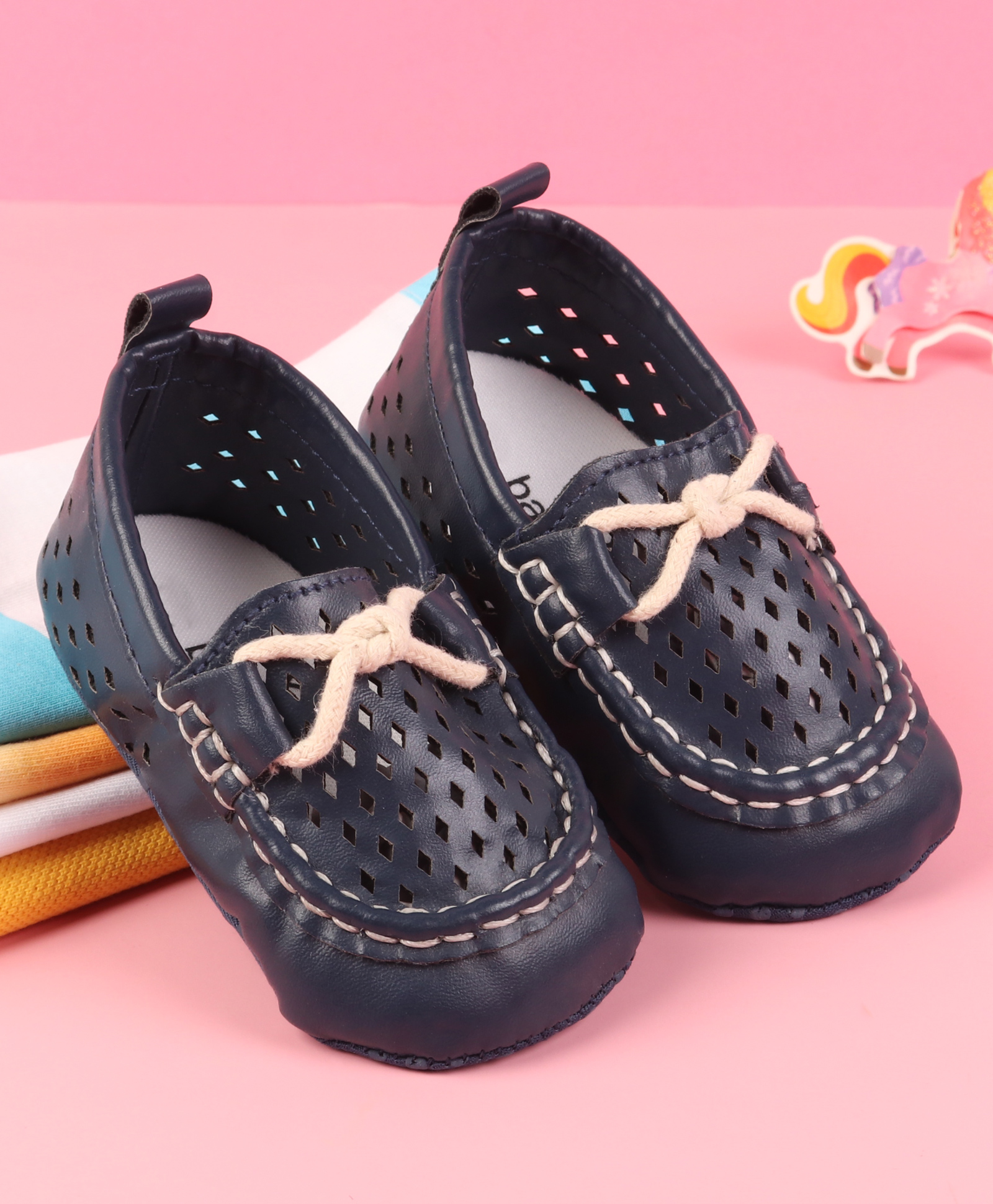 Babyoye Slip On Solid Booties - Navy Blue-image-38