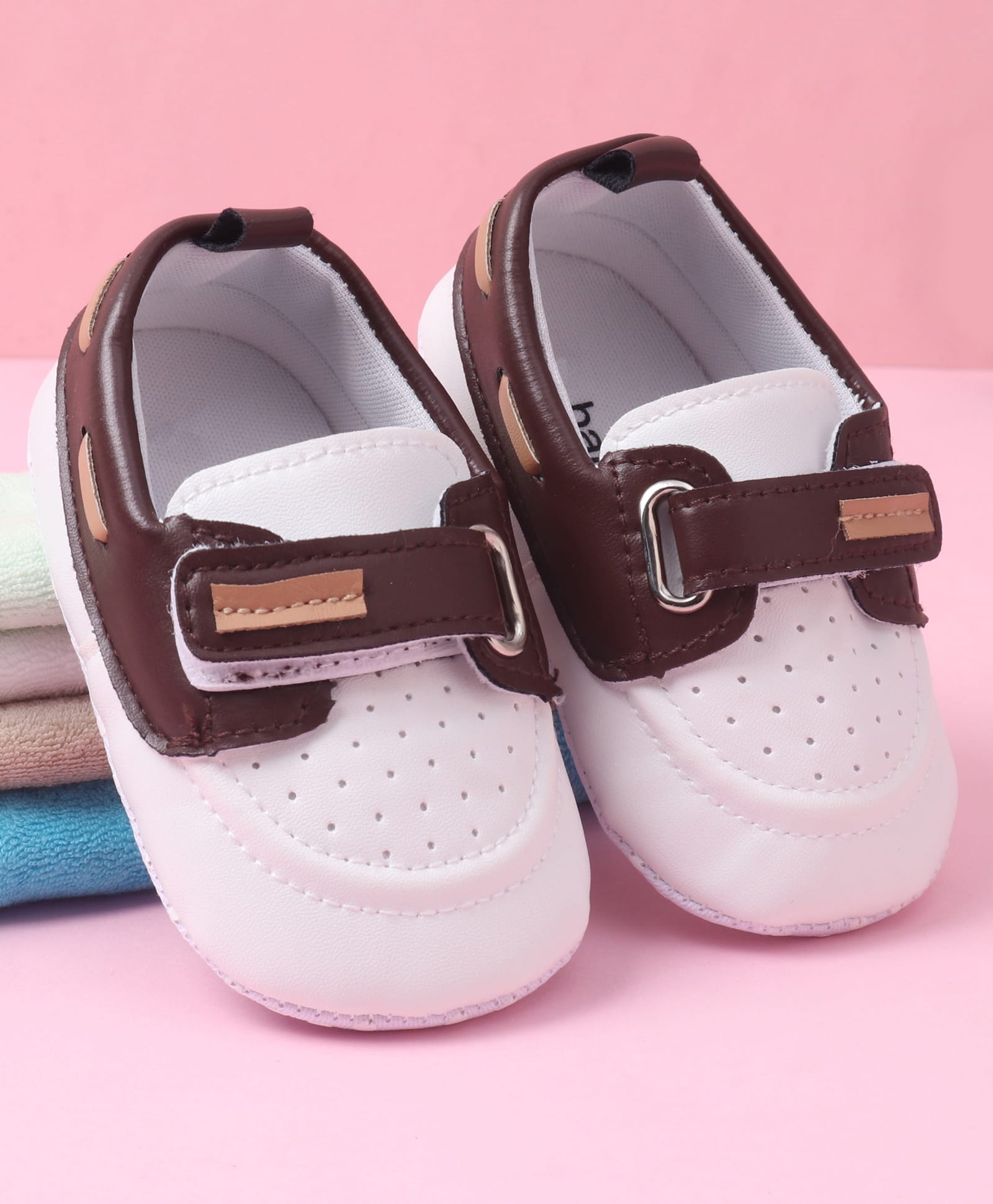 Babyoye Velcro Closure Solid Color Booties - White-image-12