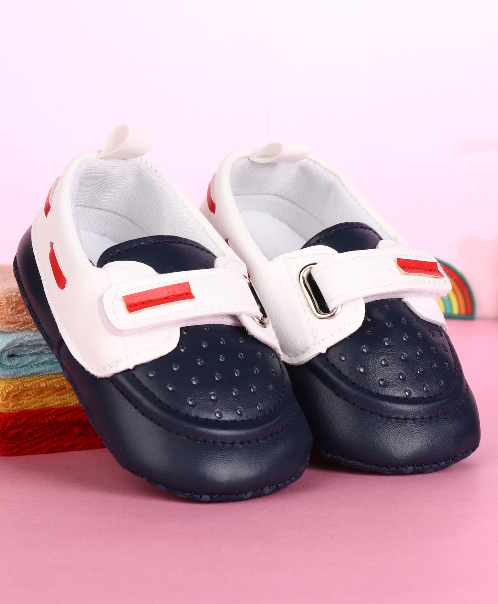 Babyoye Velcro Closure Solid Color Booties - Navy Blue-image-15