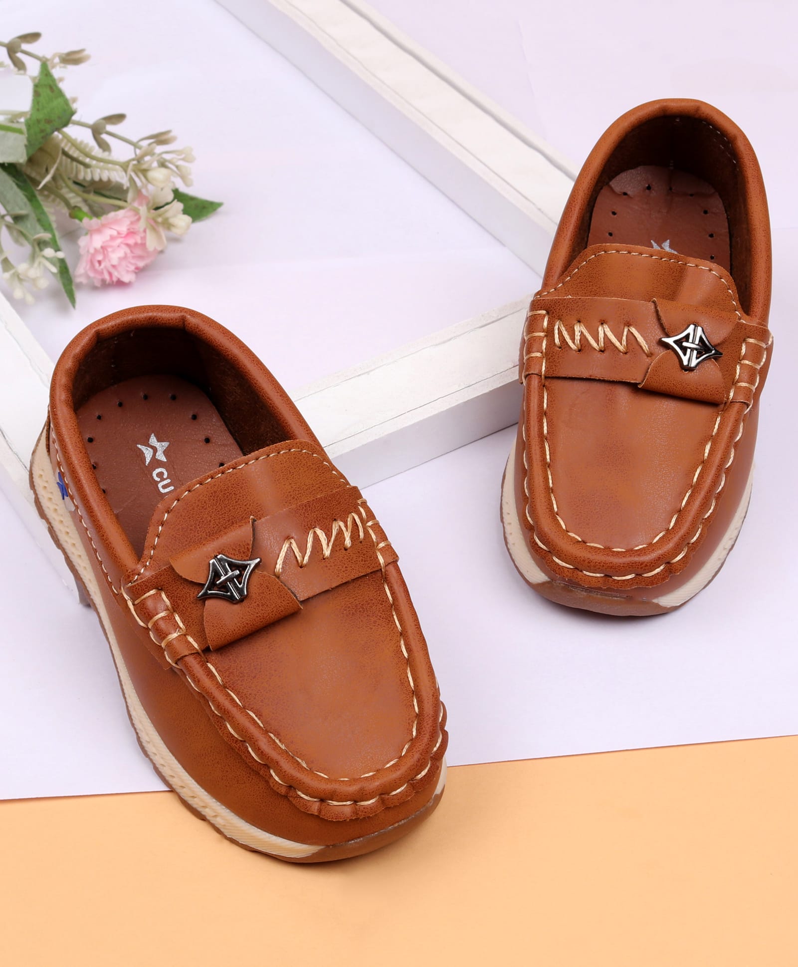 Cute Walk by Babyhug Slip On Solid Loafers - Tan-image-17