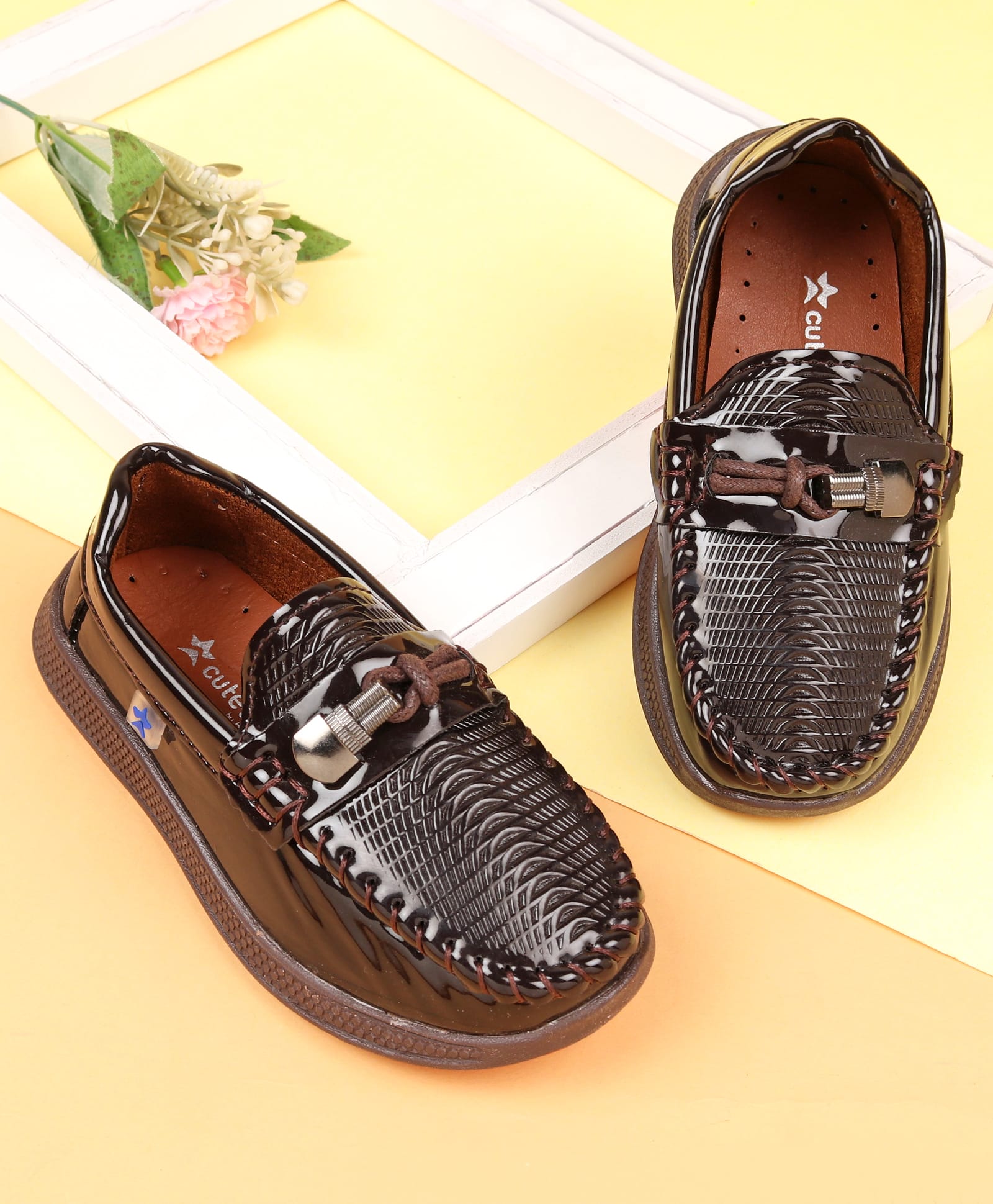 Cute Walk by Babyhug Slip On Solid Oxford Shoes - Brown