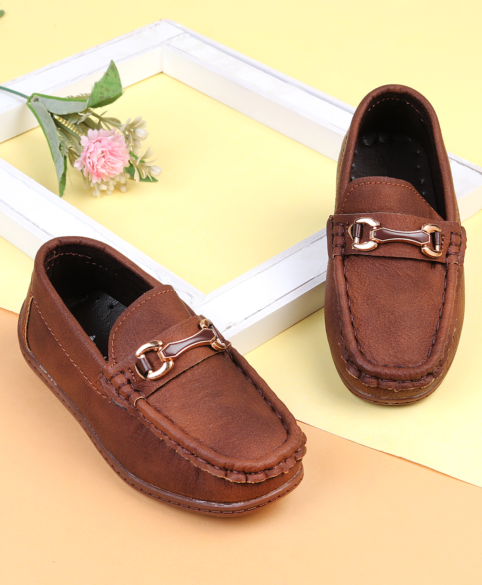 Cute Walk by Babyhug Slip On Solid Loafers - Khaki-picture-26