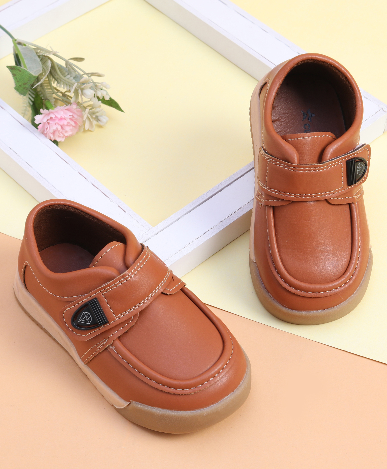 Cute Walk by Babyhug Formal Shoes With Velcro Closure - Brown-image-48