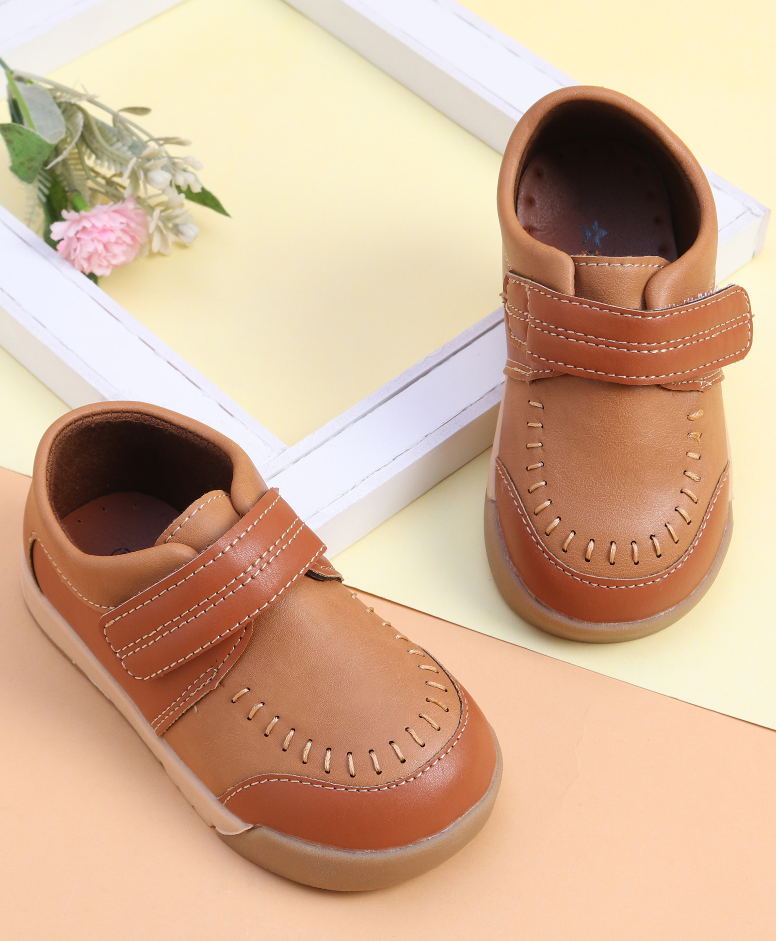 Cute Walk by Babyhug Formal Shoes With Velcro Closure - Brown-image-12