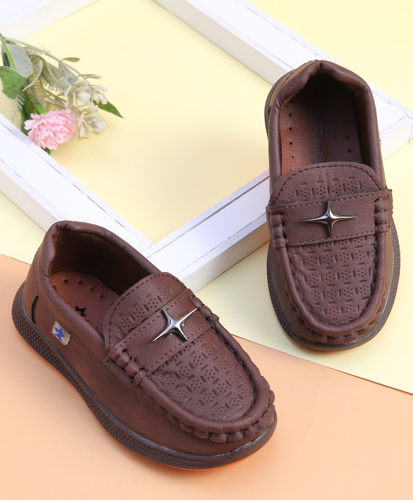 Cute Walk by Babyhug Loafer With Star Applique - Brown-picture-13