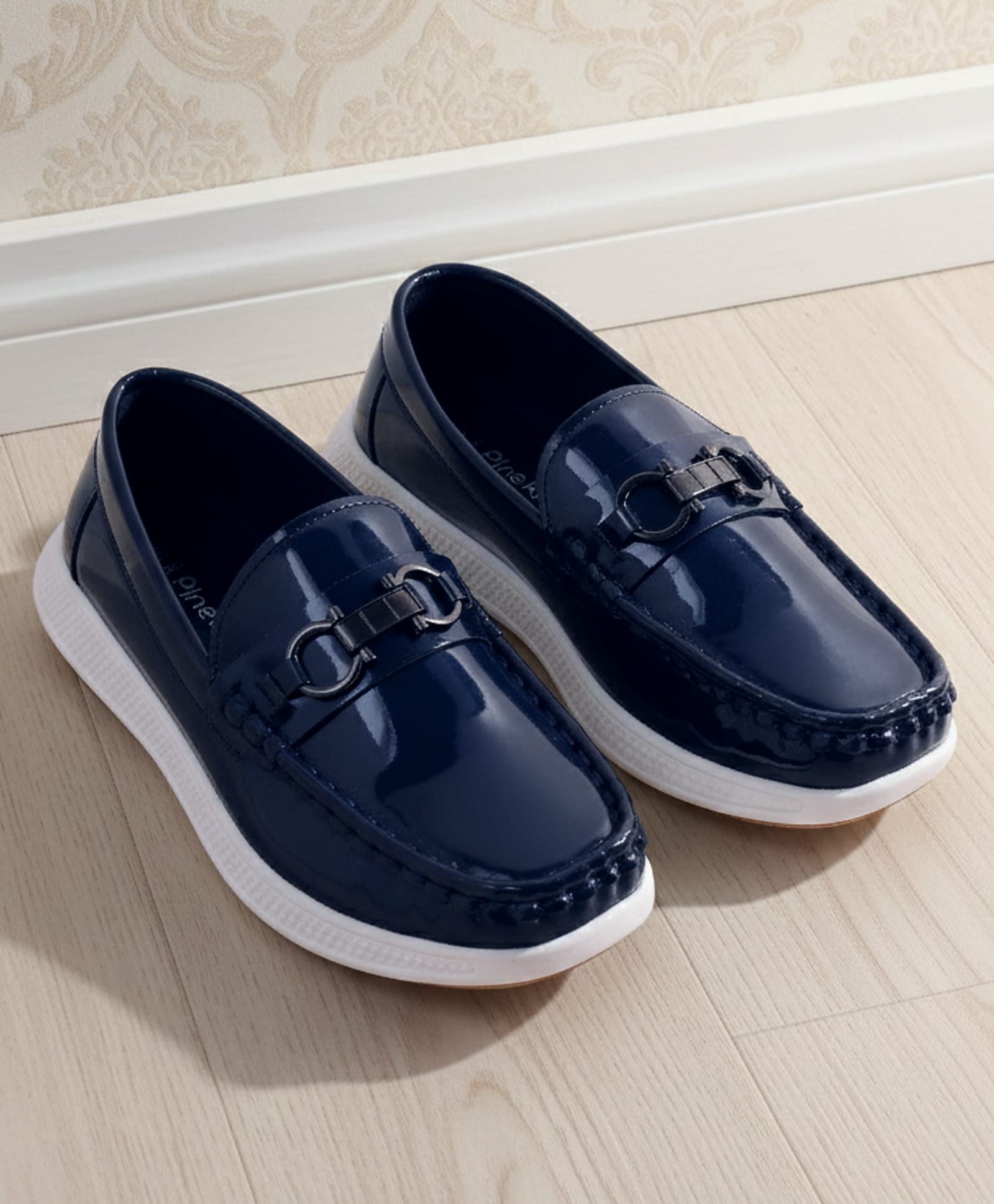 Pine Kids Solid Colour Loafer With 3D Applique - Navy Blue-image-18