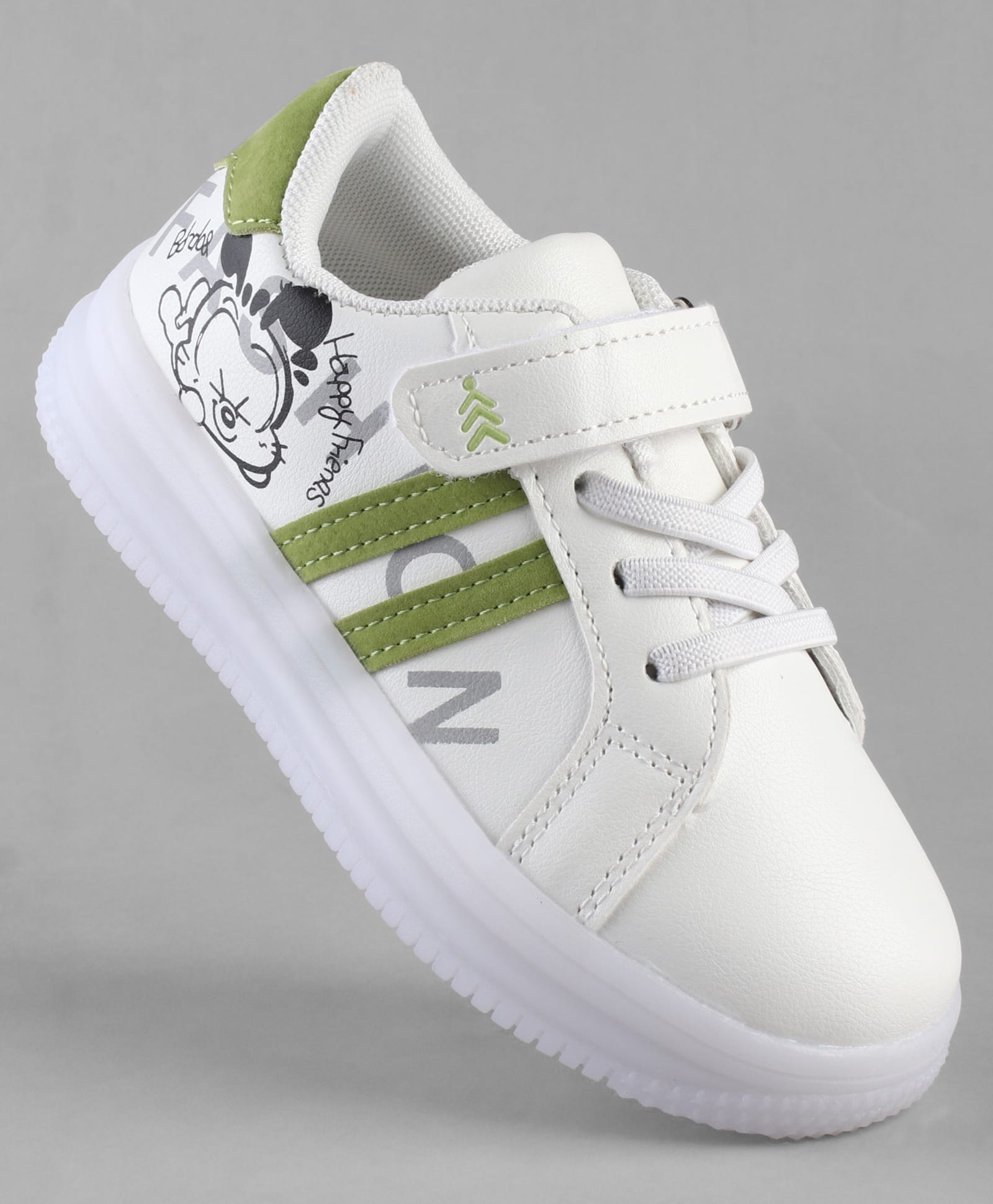 Pine Kids Sneaker Shoes Wiht Velcro Closure & Cartoon Print - Green-image-35