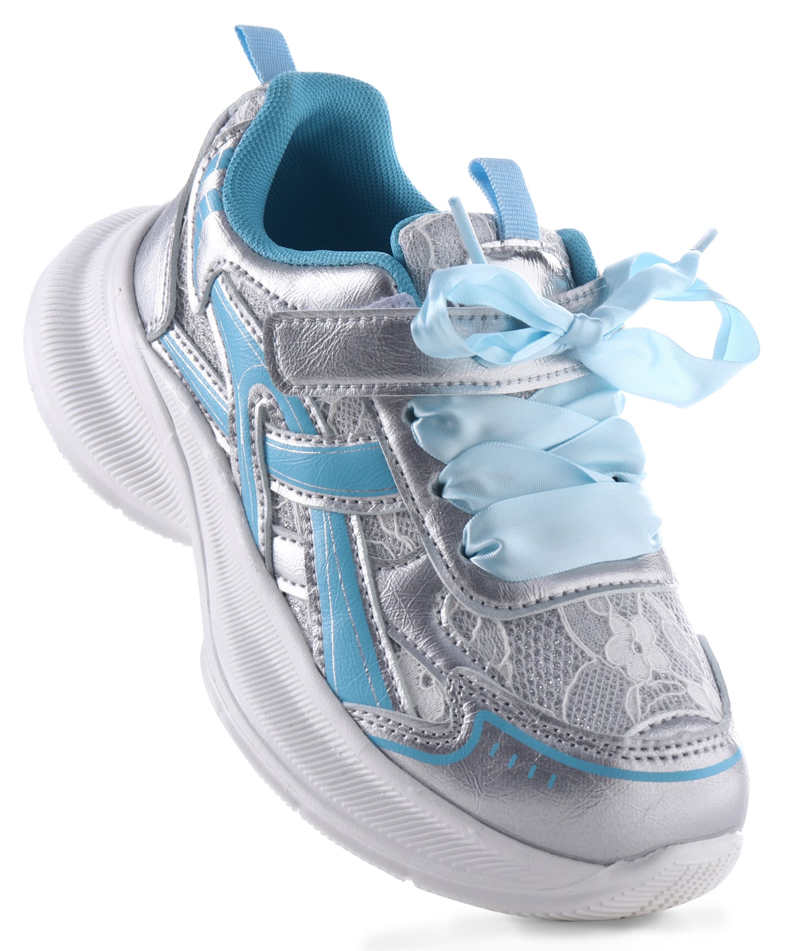 Pine Kids Lace Up Sneaker Shoes With Floral Embroidery - Blue-picture-23