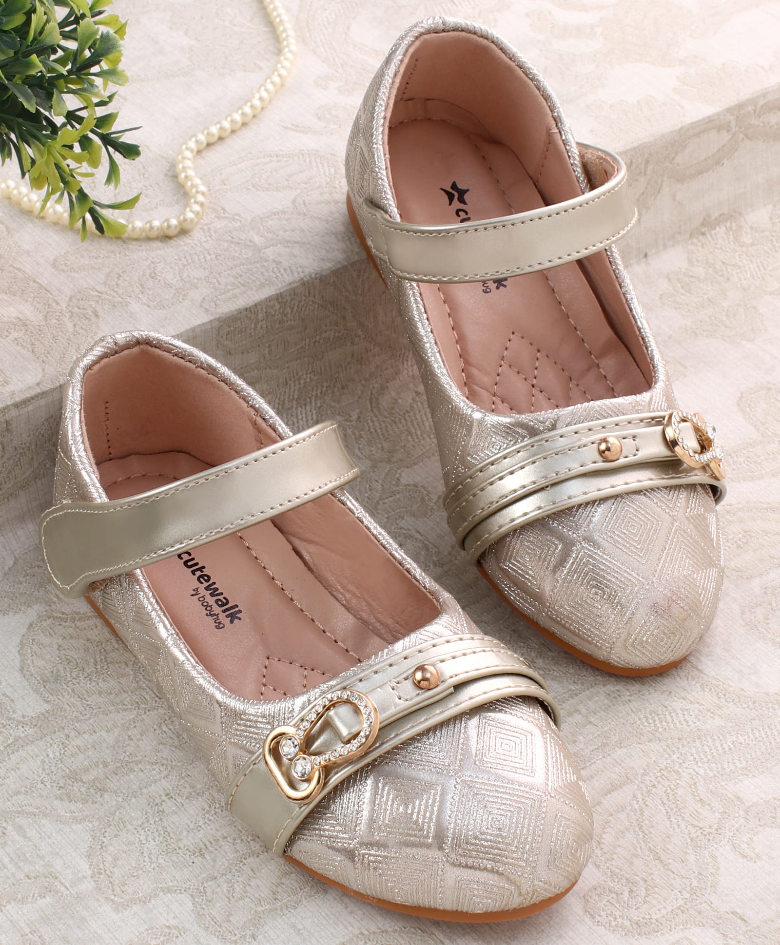 Cute Walk by Babyhug Ballerina with Velcro Closure - Golden