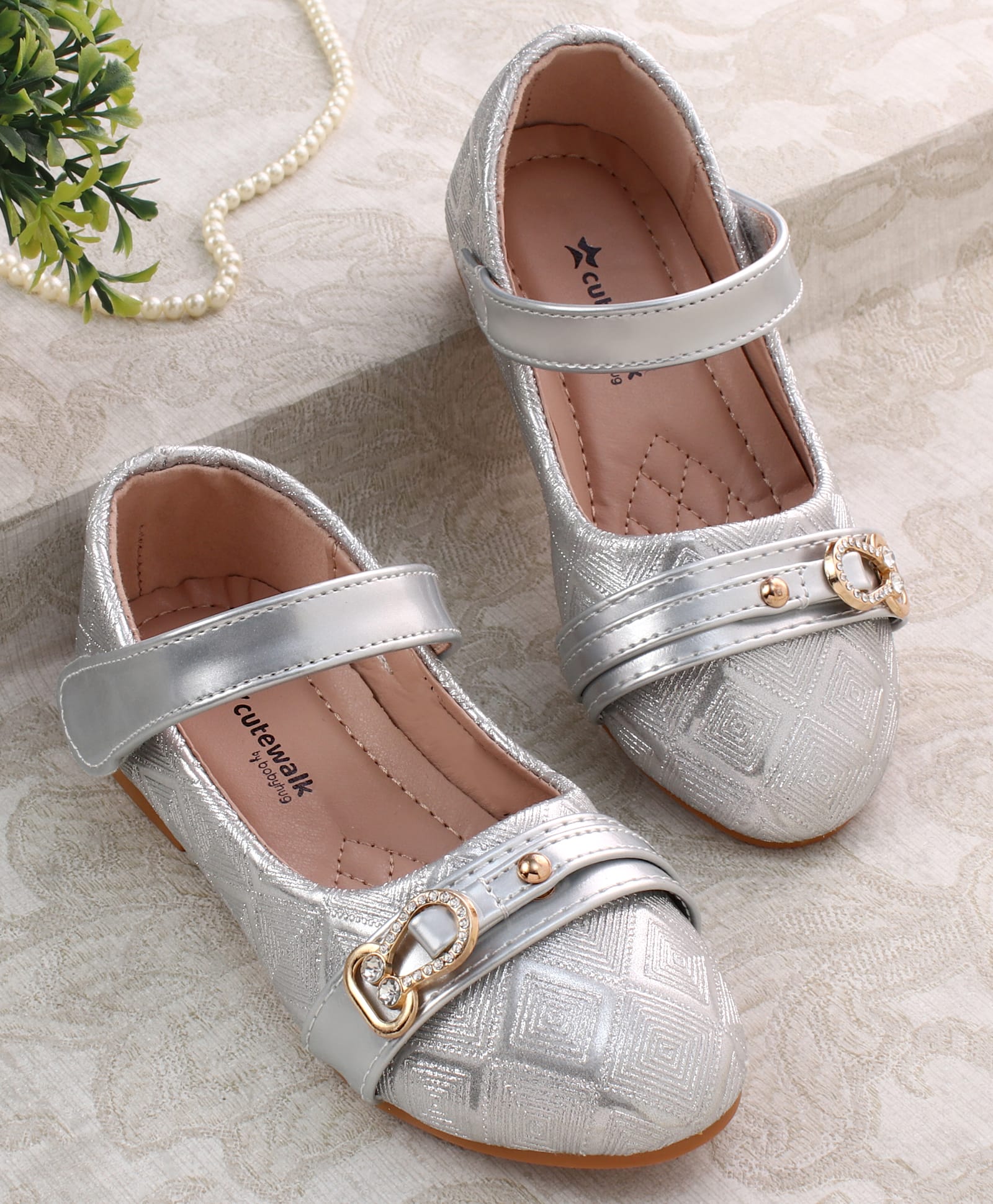 Cute Walk by Babyhug Ballerina with Velcro Closure - Silver-image-24