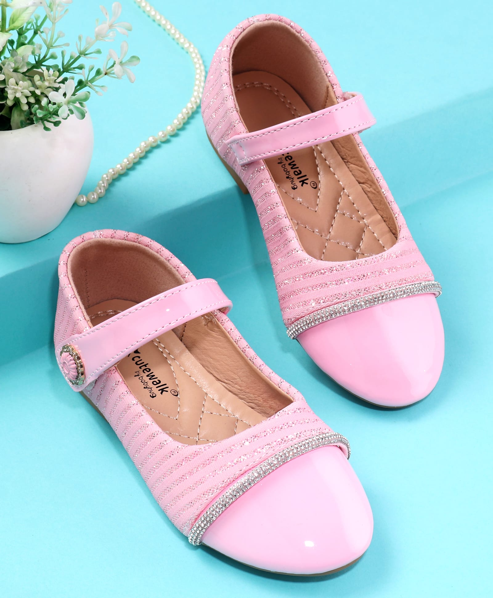 Cute Walk by Babyhug Solid Colour Ballerina With Velcro Closure - Pink-image-17