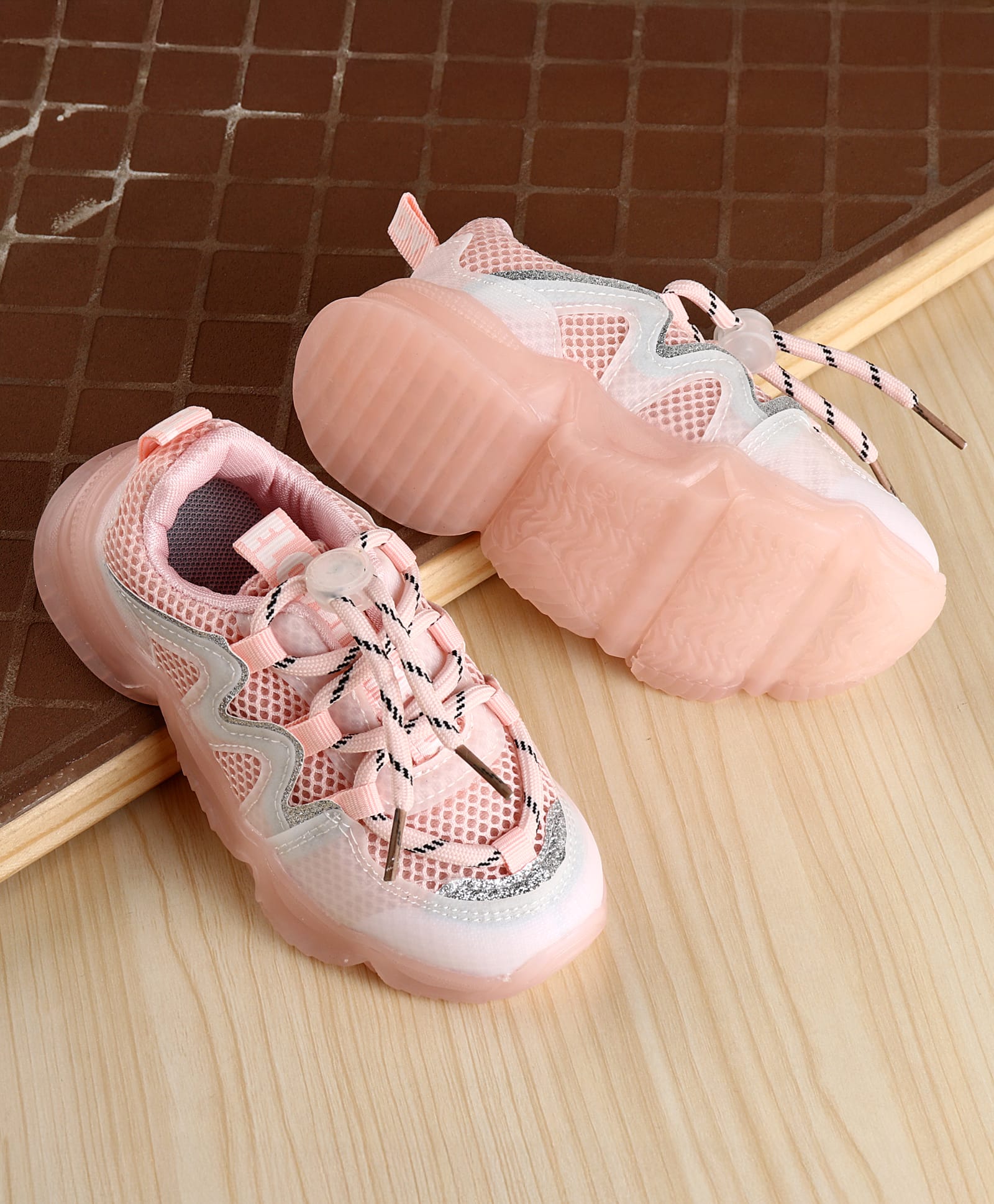 Babyoye Lace Up Solid Sneaker Shoes - Pink-image-33