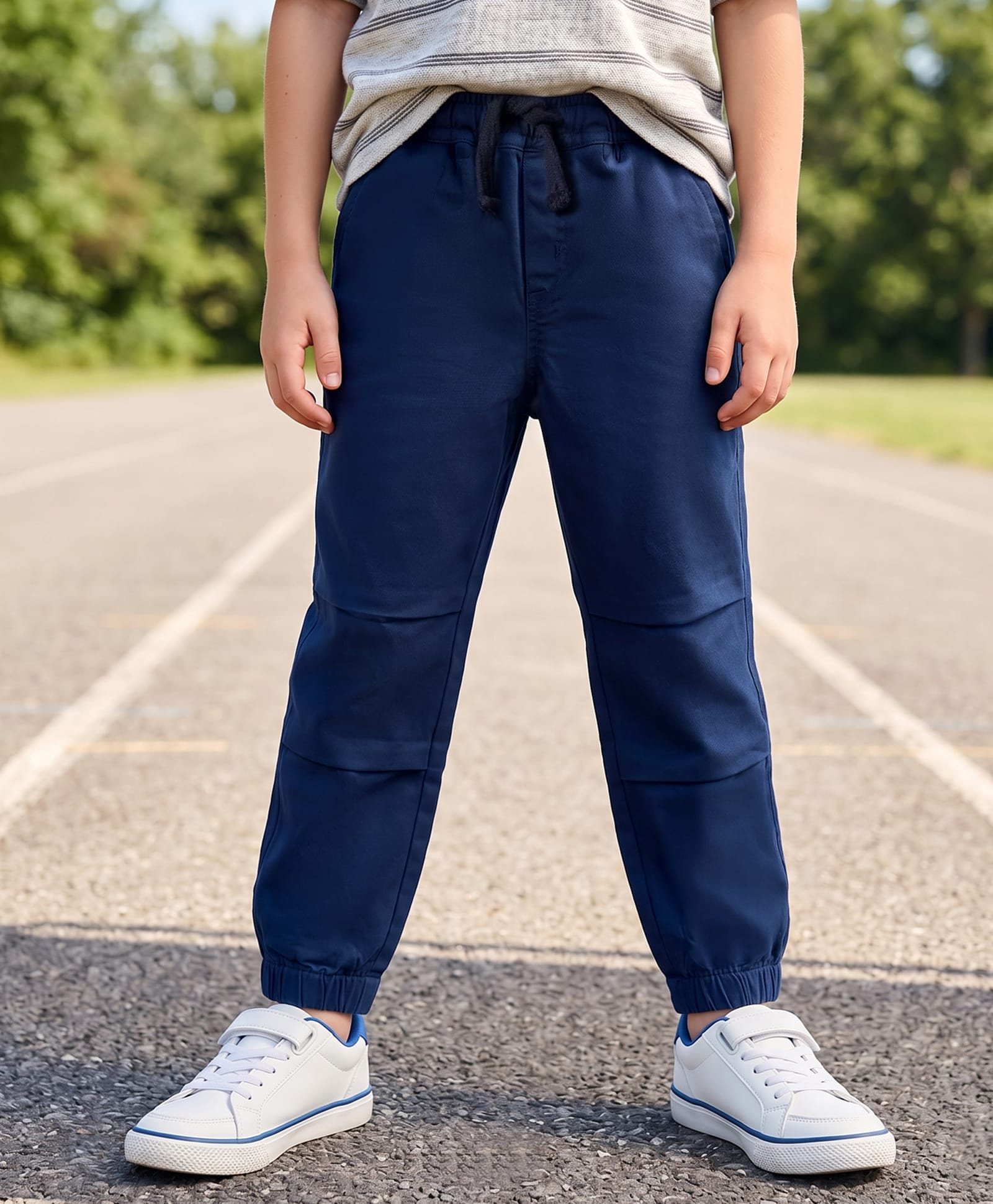 kookie kids india Kookie Kids Twill Woven Full Length Solid Color Cargo Pant - Navy Blue-picture-33