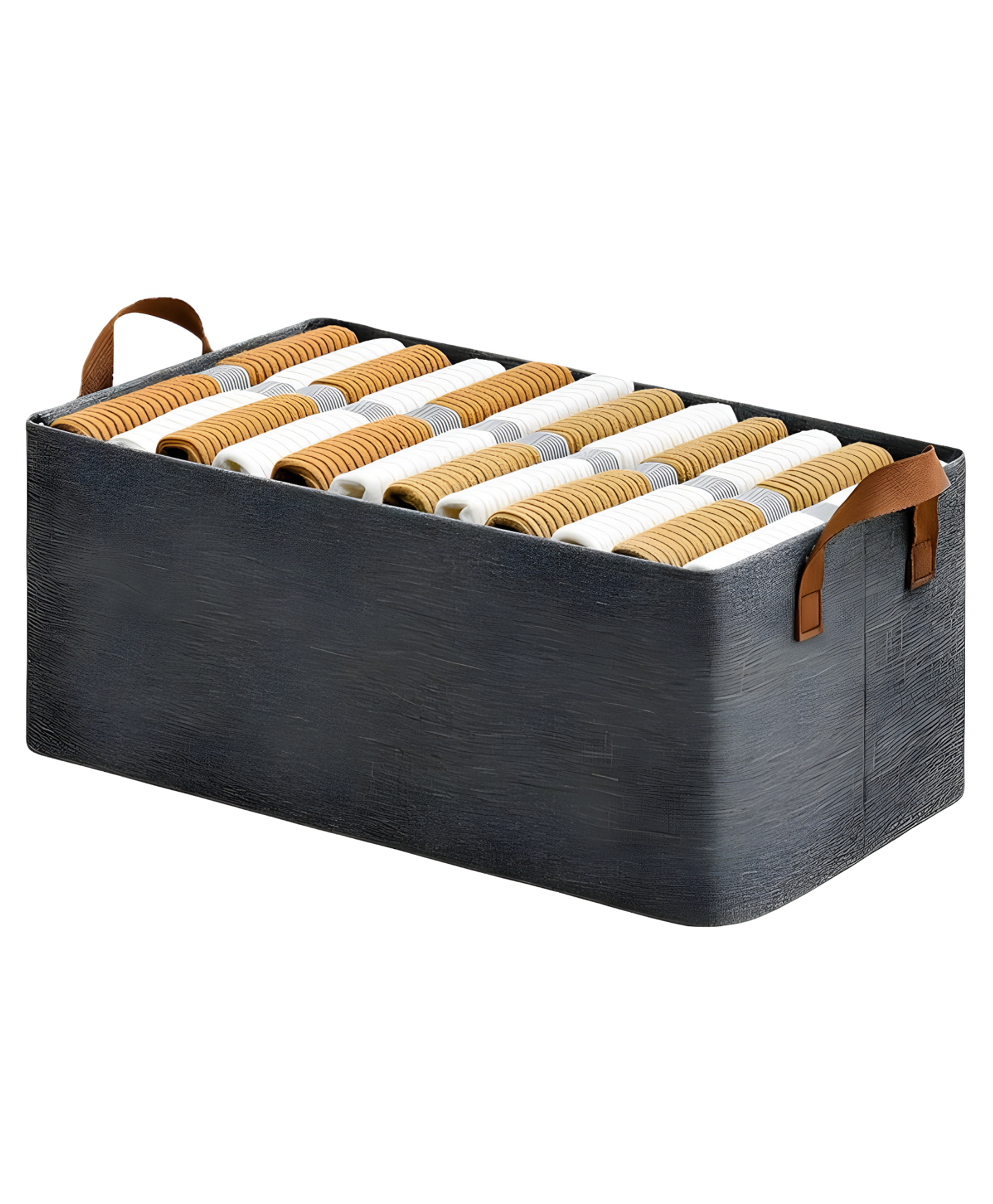 COZY VIBES Wardrobe Organizer for Clothes with Metal Frame 26 Litre Rectangle Storage Baskets for Clothing Box with Handles Shelf Basket for Storage Pant Jeans Sweater - PACK OF 1 - COLOR MAY VARY-image-40