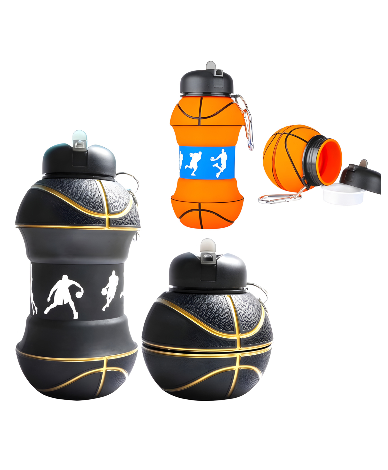 SCHOOLISH 550 ml Silicone Expandable & Foldable Basketball Water Bottle Expandable Soft Water Bottle | Boys &girls| Gym,sports,school, Office - Pack of 1 - Color May Vary-image-44