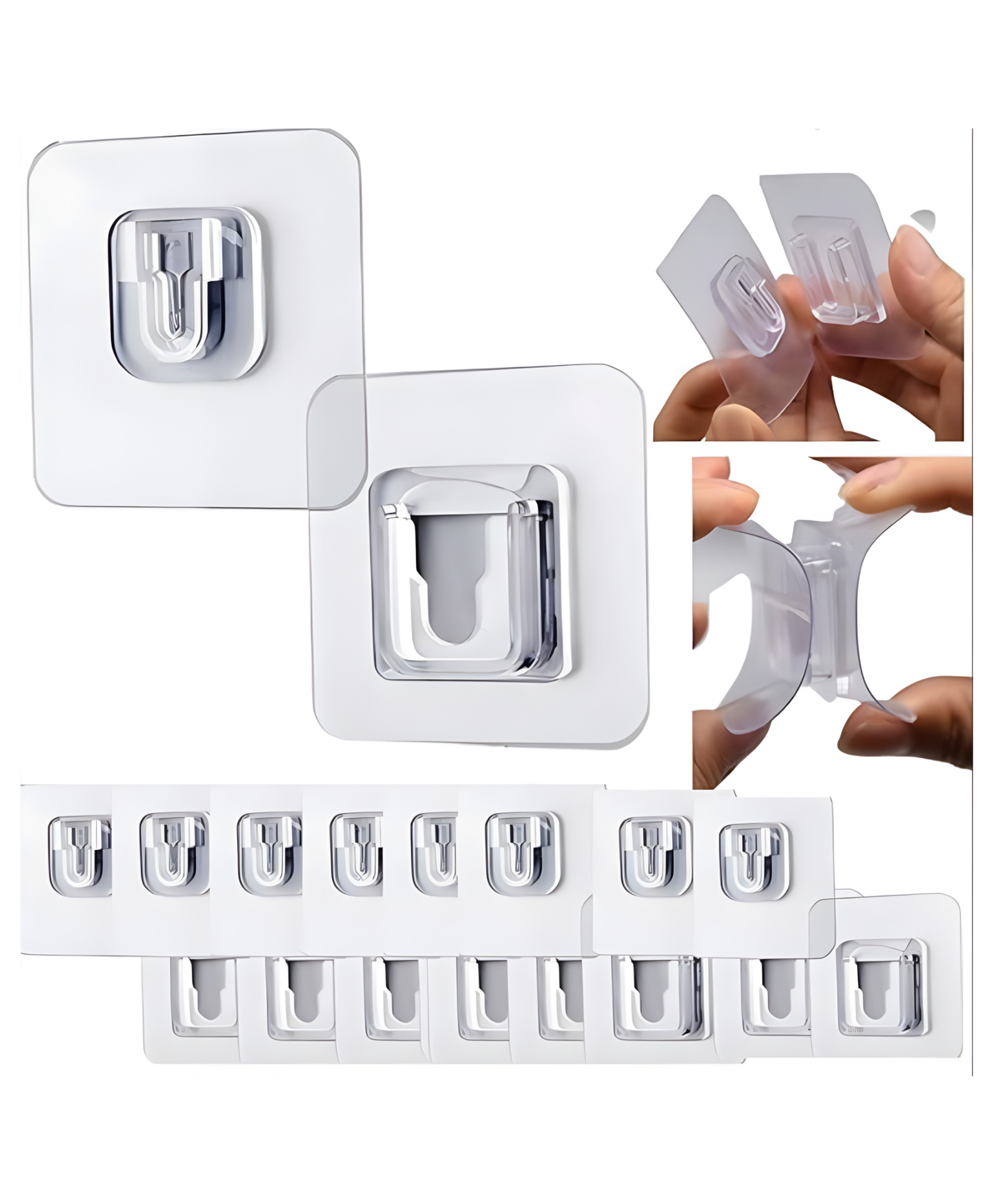 COZY VIBES PAIR OF 10 Self Adhesive Sticker Hooks, Transparent Adhesive Plastic Male/Female Wall Sticker Hooks Bathroom/Kitchen Accessories for Home, Kitchen and Bathroom - PACK OF 1 - COLOR MAY VARY-image-22