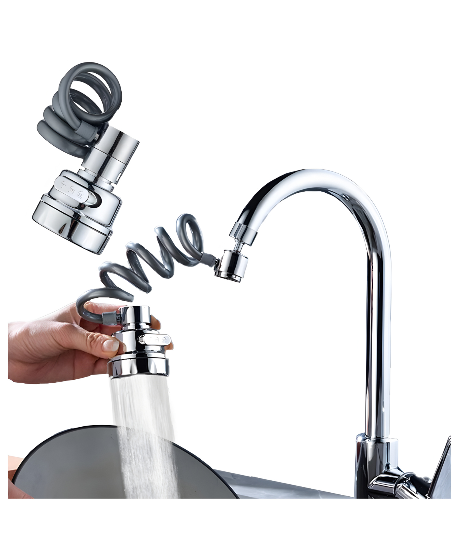 COZY VIBES Sink Sprayer Attachment for Faucet, Removable Faucet Extender with Stretchable Hose, Kitchen Water Saving Sink Sprayer, 3 Water Outlet Modes - PACK OF 1 - COLOR MAY VARY-image-41