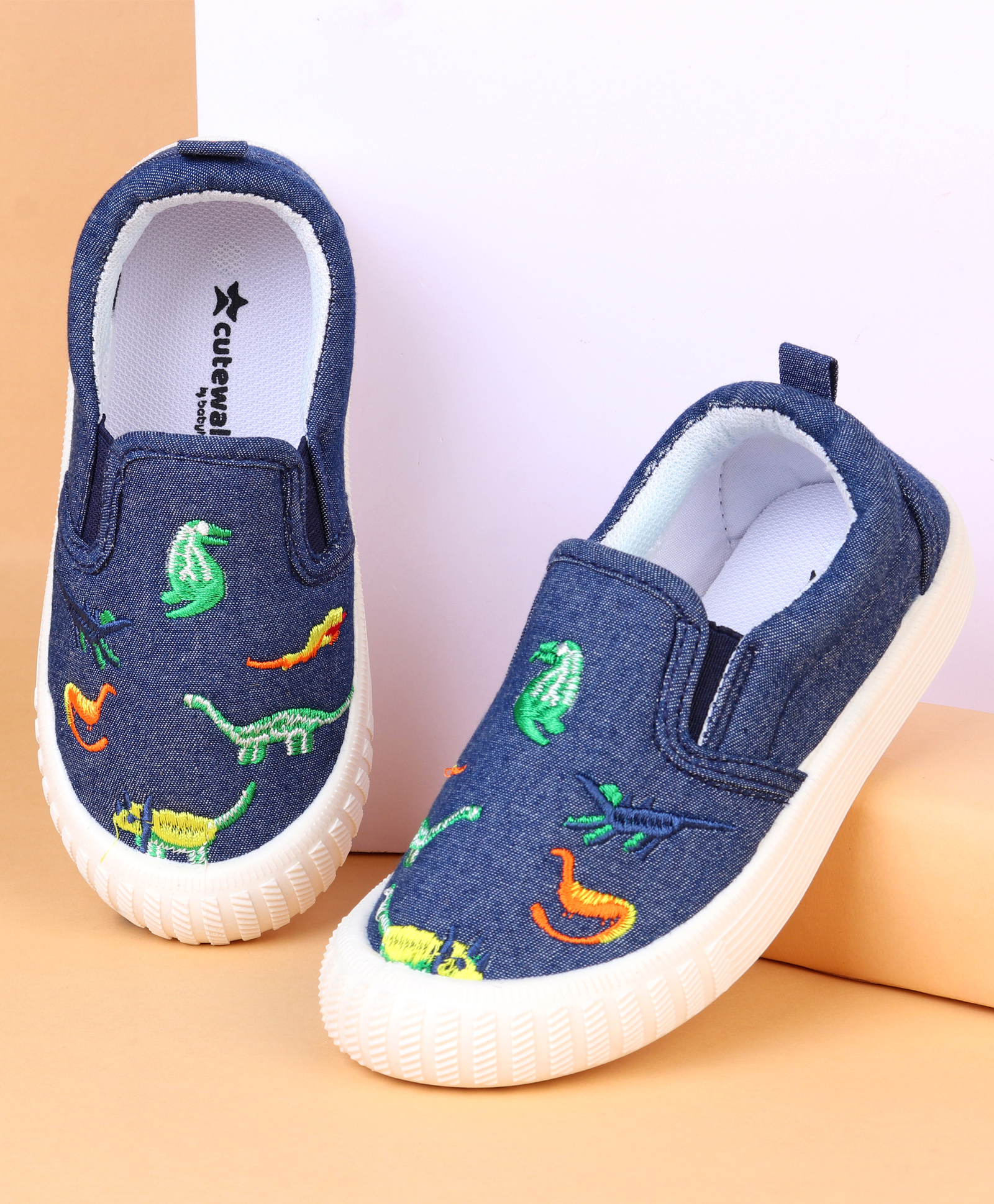 Cute Walk by Babyhug Slip On Casual Shoes With Dino Embroidery - Navy Blue-image-43