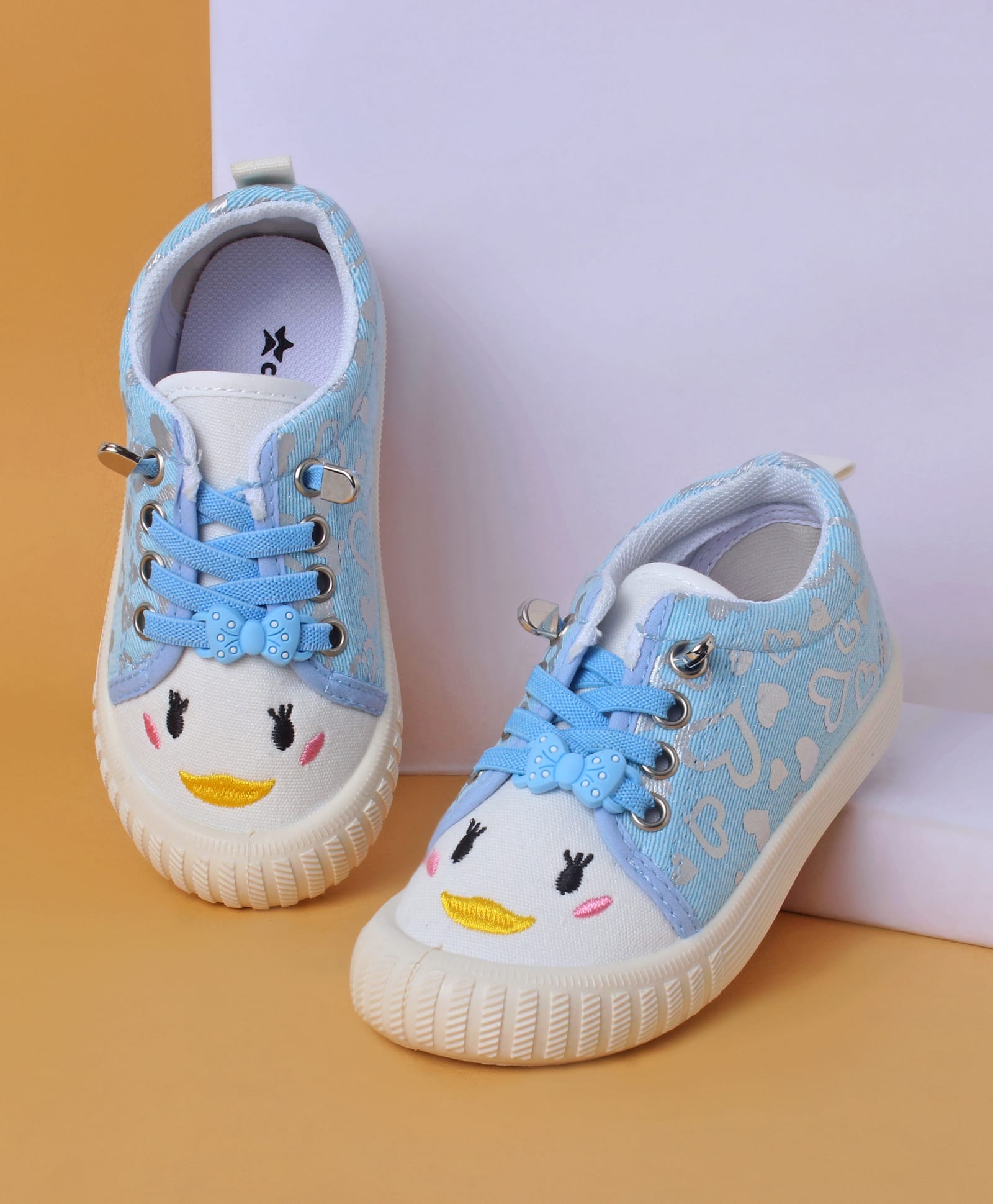 Cute Walk by Babyhug Casual Shoes with Lace Closure And Heart Print - Light Blue-picture-23