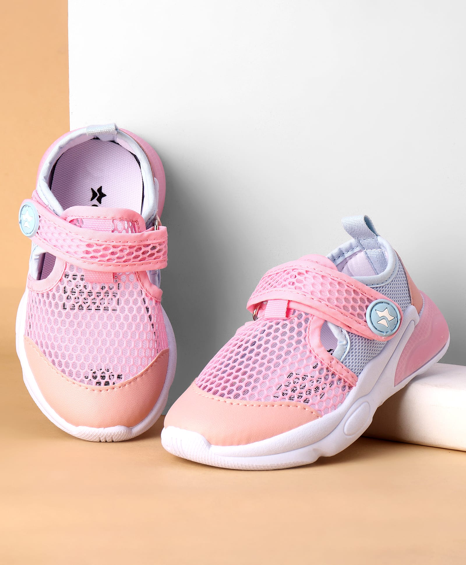 Cute Walk by Babyhug Canvas Velcro Closure Casual Shoes With Mesh Detailing - Pink