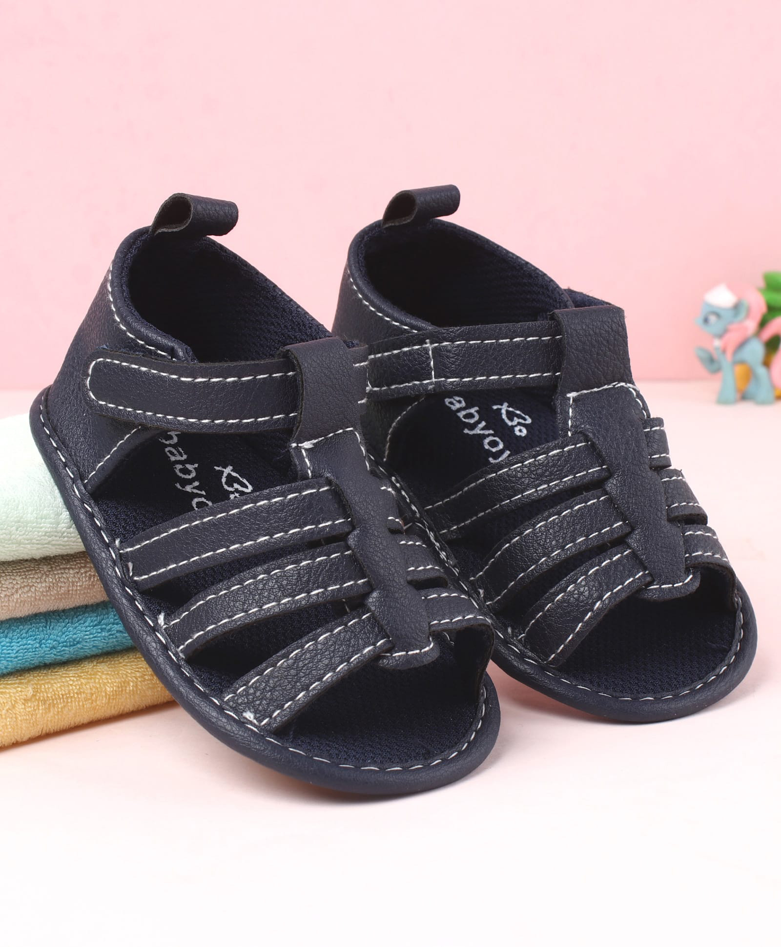 Babyoye Velcro Closure Solid Booties - Navy Blue-image-41