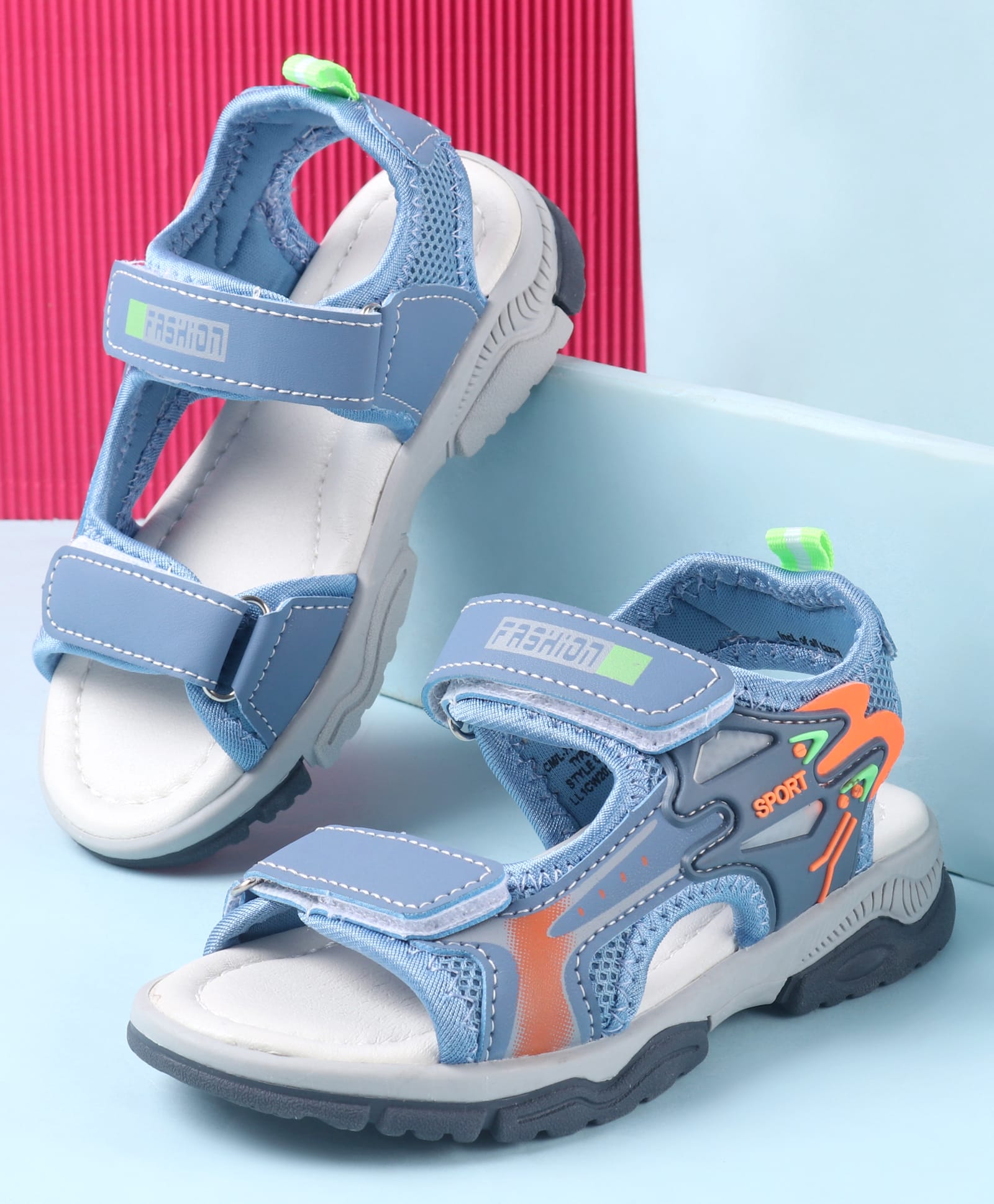 Cute Walk by Babyhug Sandals With Text Design & Velcro Closure - Blue-picture-11