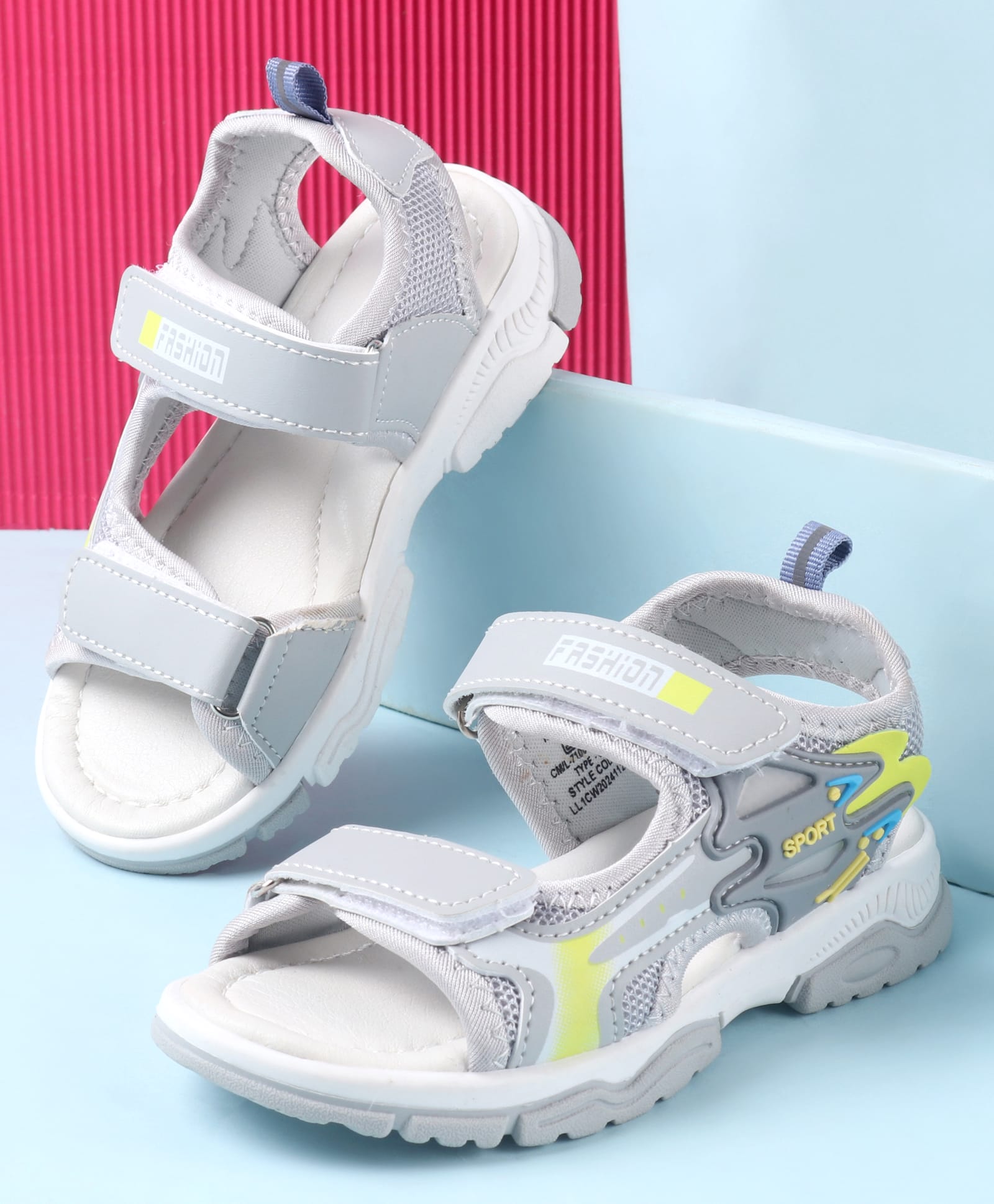 Cute Walk by Babyhug Sandals With Text Design & Velcro Closure - Grey-image-47