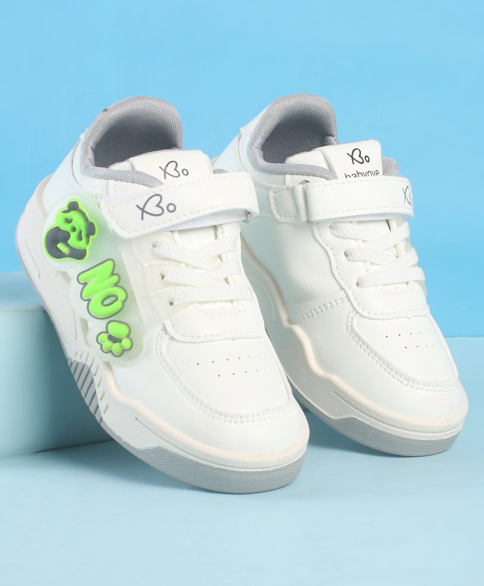 Babyoye Velcro Closure Casual Shoes with Panda Applique - Light Green-image-20