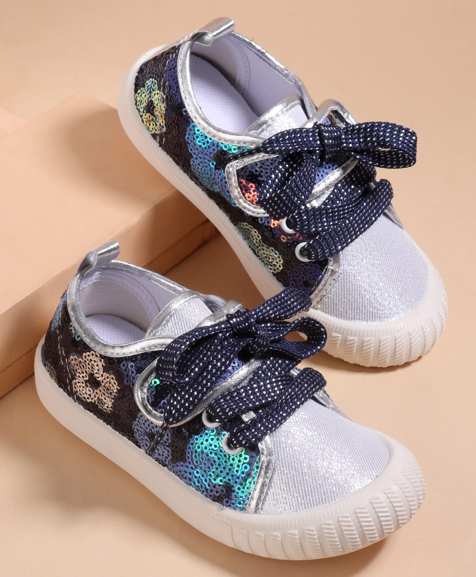 Cute Walk by Babyhug Lace Up Casual Shoes With Sequin Embroidery - Navy Blue-image-42