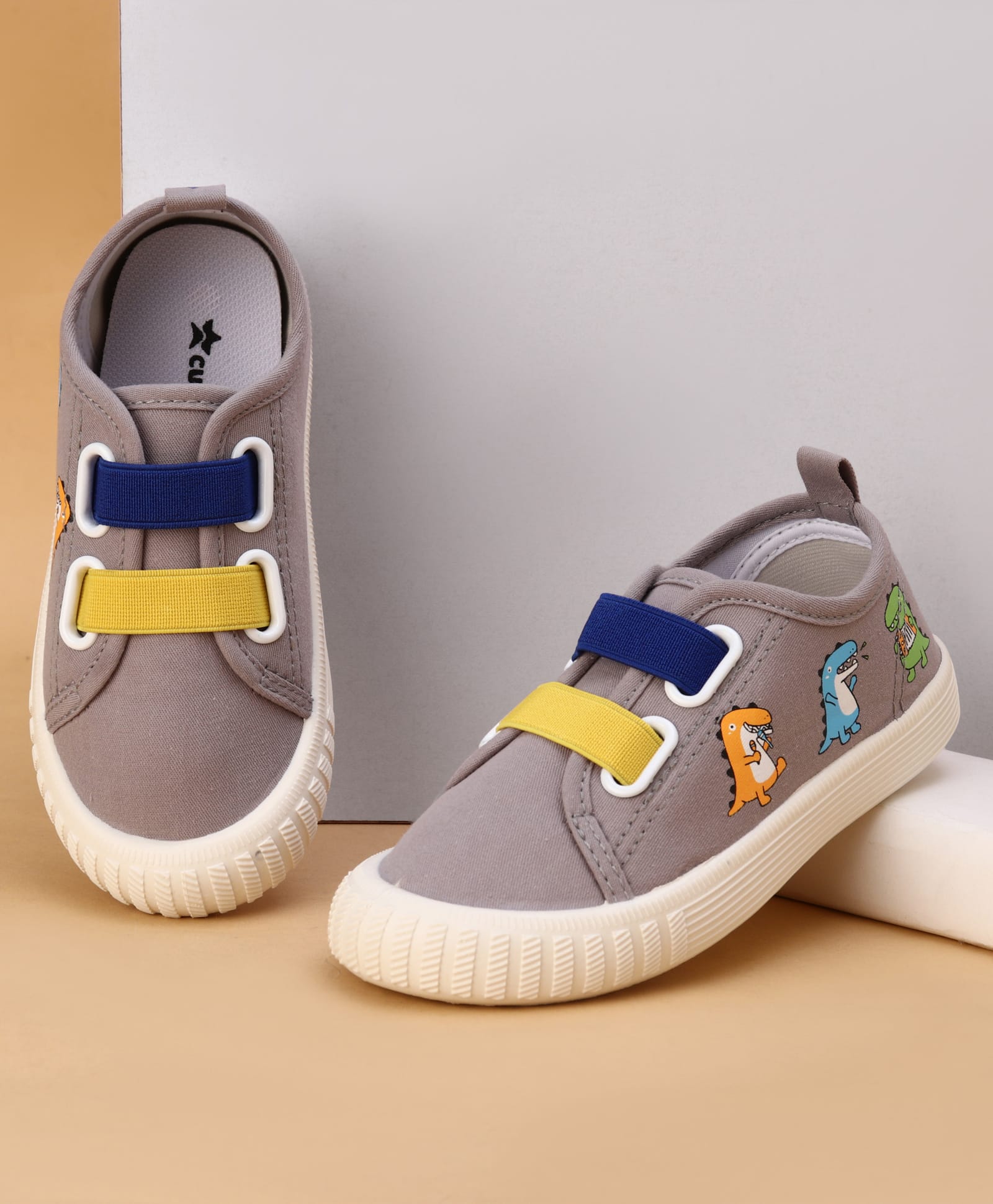 Cute Walk by Babyhug Slip On Casual Shoes With Dino Print - Grey-image-40