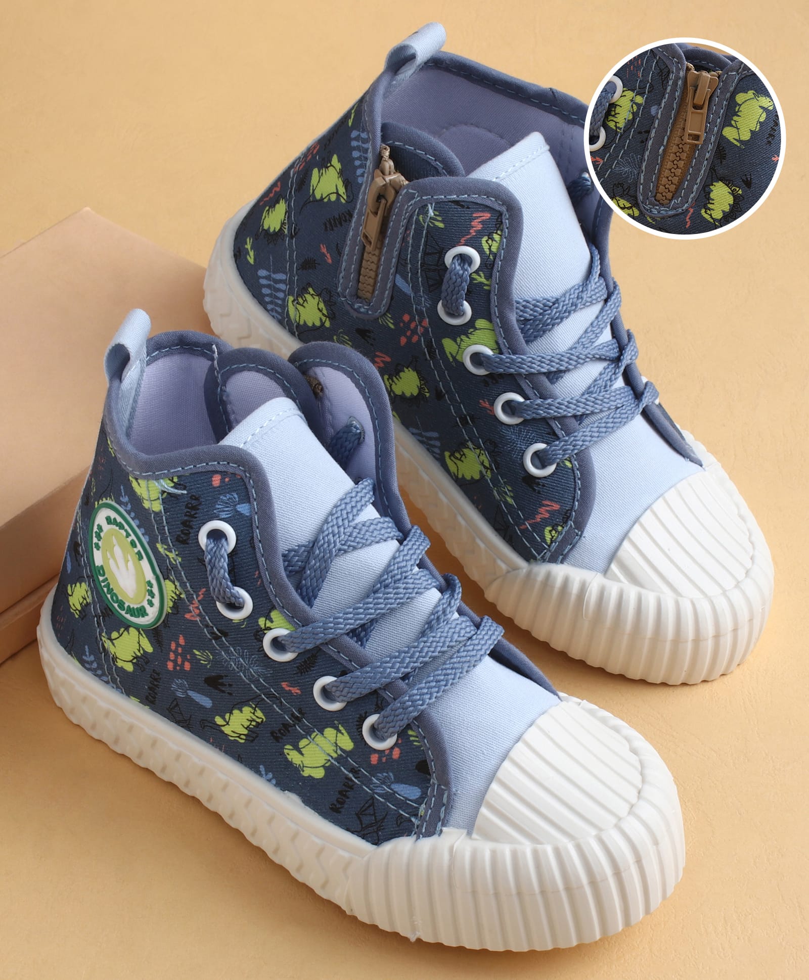 Cute Walk by Babyhug Casual Lace Up Shoes With Dino Print - Blue-picture-19