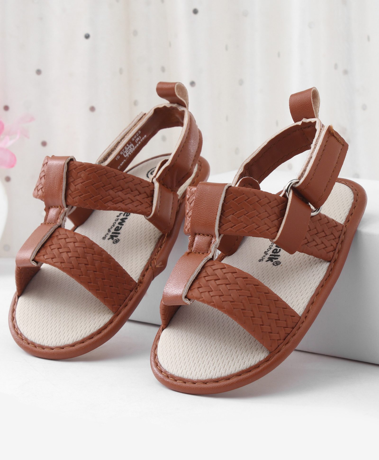 Cute Walk by Babyhug Velcro Closure Solid Booties - Brown-image-38