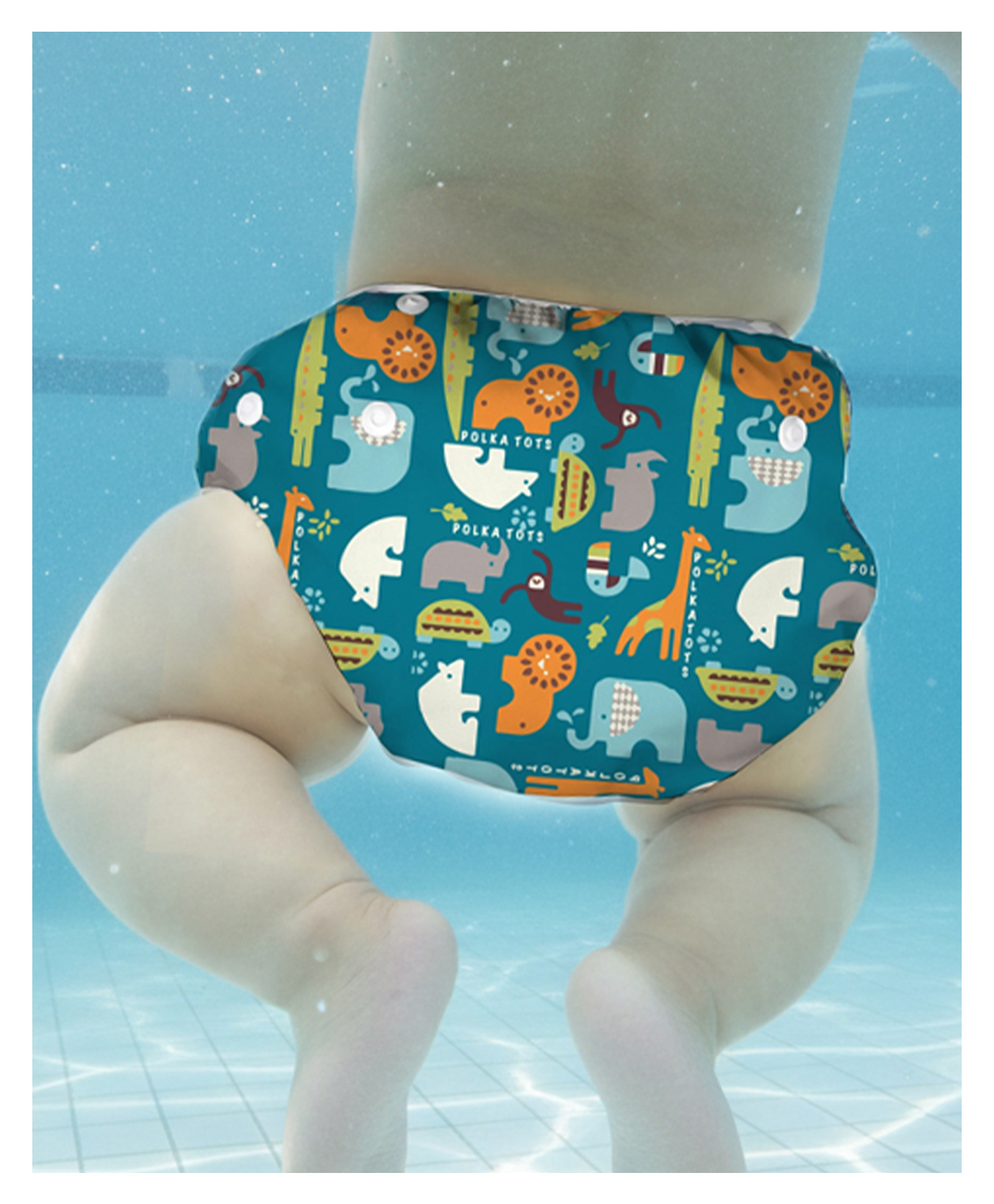 Polka Tots Reusable and Washable Baby Swim Diaper Costume With Size Adjustable Candy Design for 2 to 12 Months Kids - Teal-picture-30