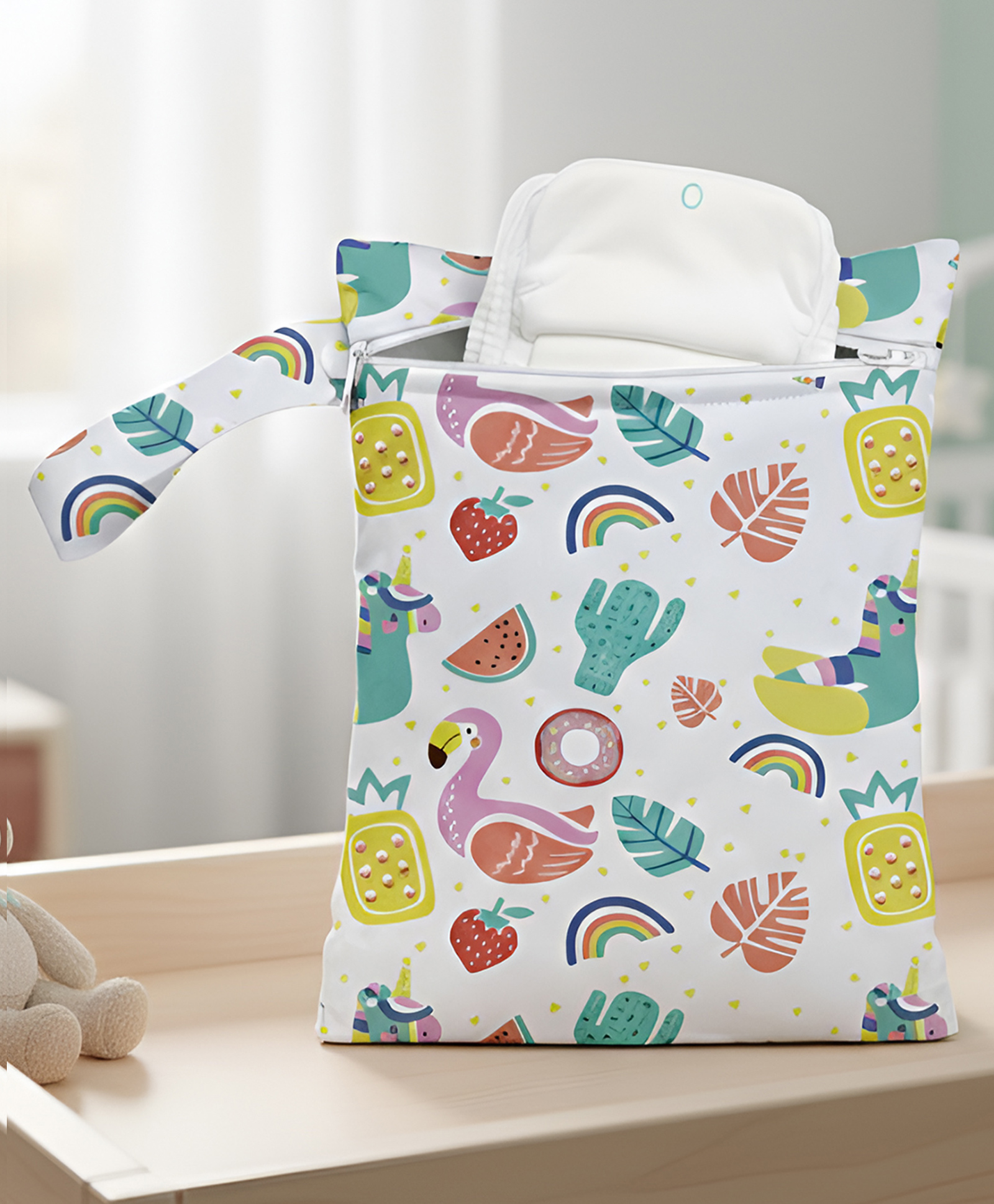 Polka Tots Waterproof & Reusable Wet Dry Diaper Bag With Zipper for Travel Toiletries (30 X 40 Cm Air Picnic)-picture-20