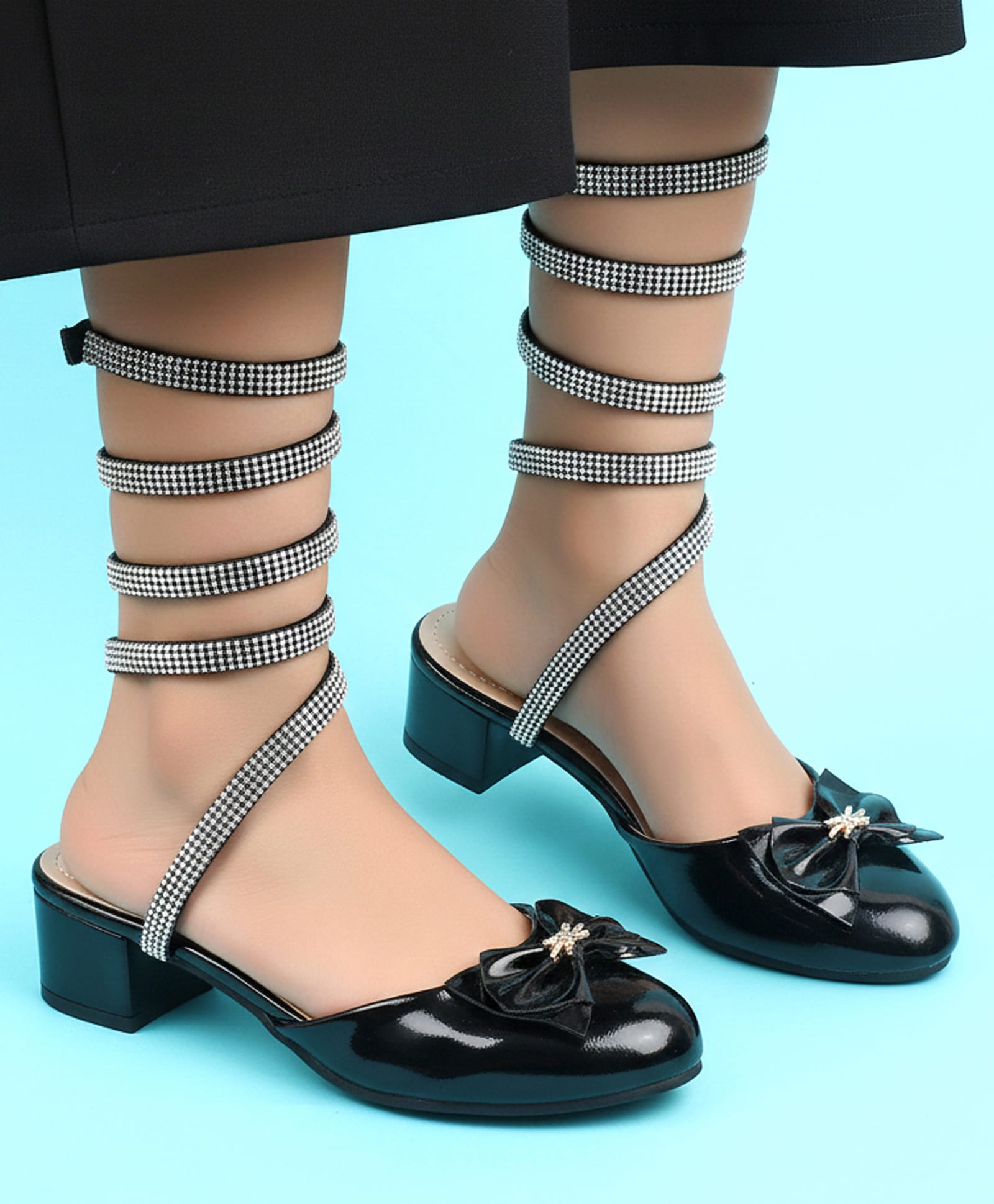 Pine Kids Slip On Ballerinas with Bow Applique - Black