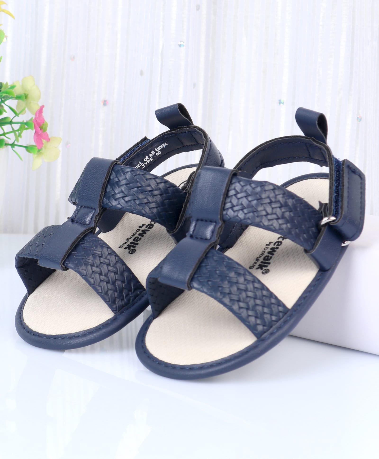 Cute Walk by Babyhug Velcro Closure Solid Booties - Navy Blue-image-42