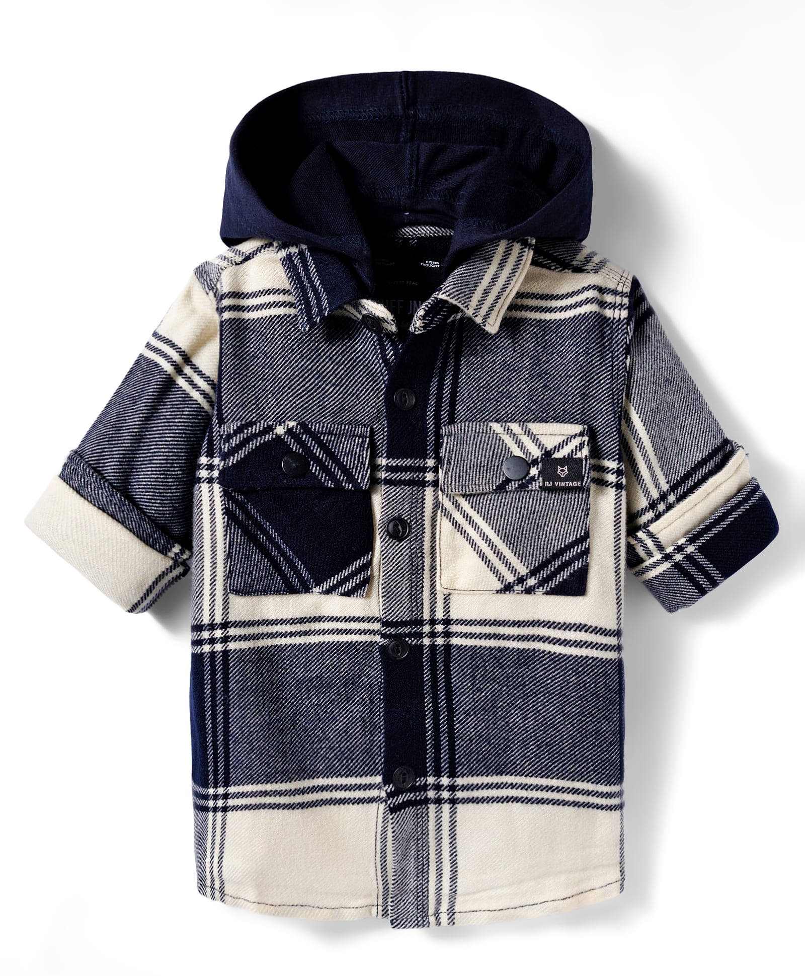 Ruff 100% Cotton Woven Full Sleeves Hooded Shirt With Checks - Navy Blue-picture-19