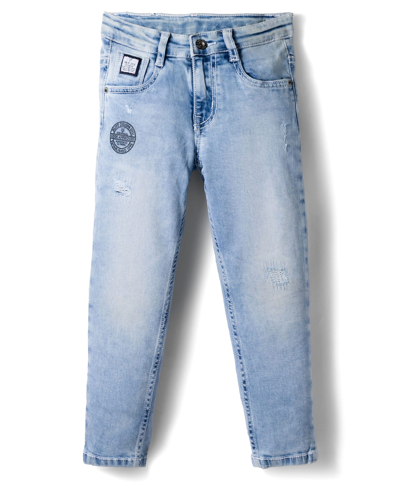 Ruff Denim Full Length Washed Jeans - Light Blue-picture-24