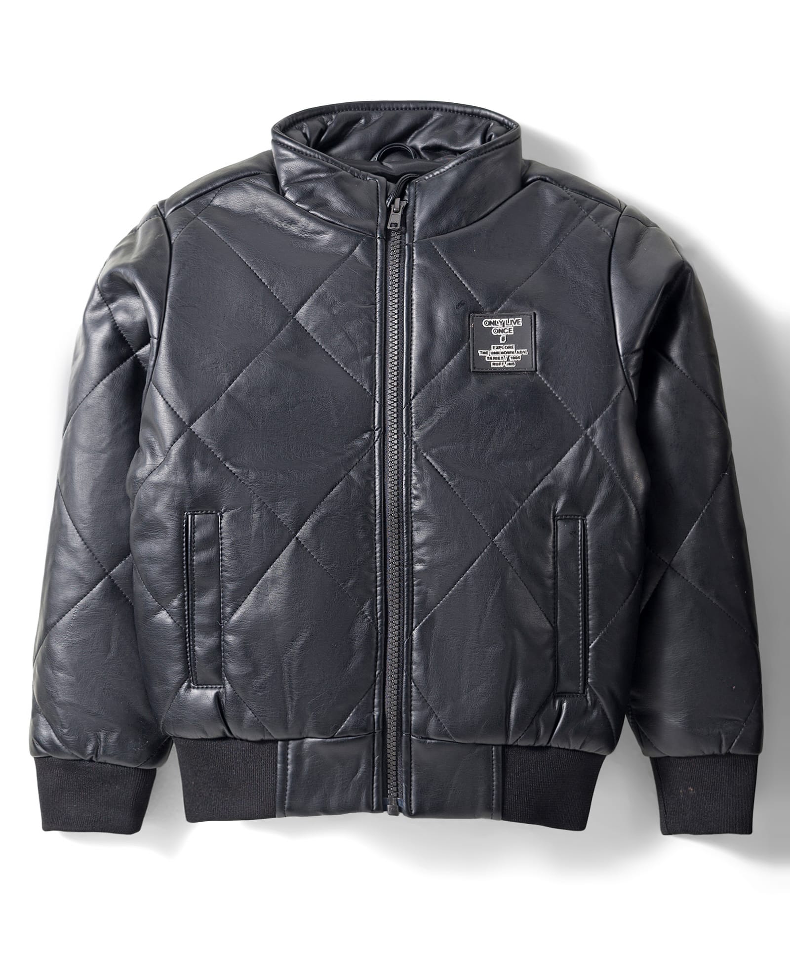 Ruff Full Sleeves Solid Leather Jacket - Black-picture-38