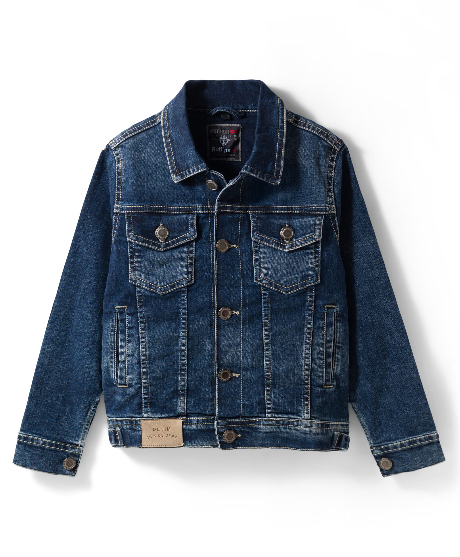 Ruff Woven Full Sleeves Washed Denim Jacket - Blue-image-19