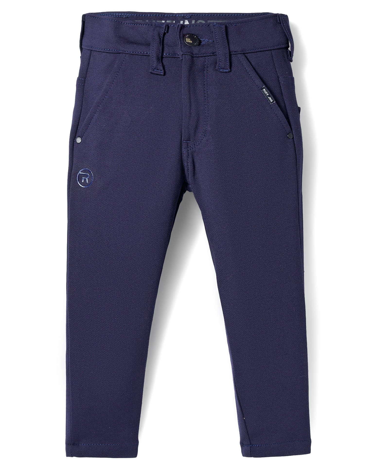 Ruff Cotton Woven Full Length Solid Trouser - Navy Blue-image-32