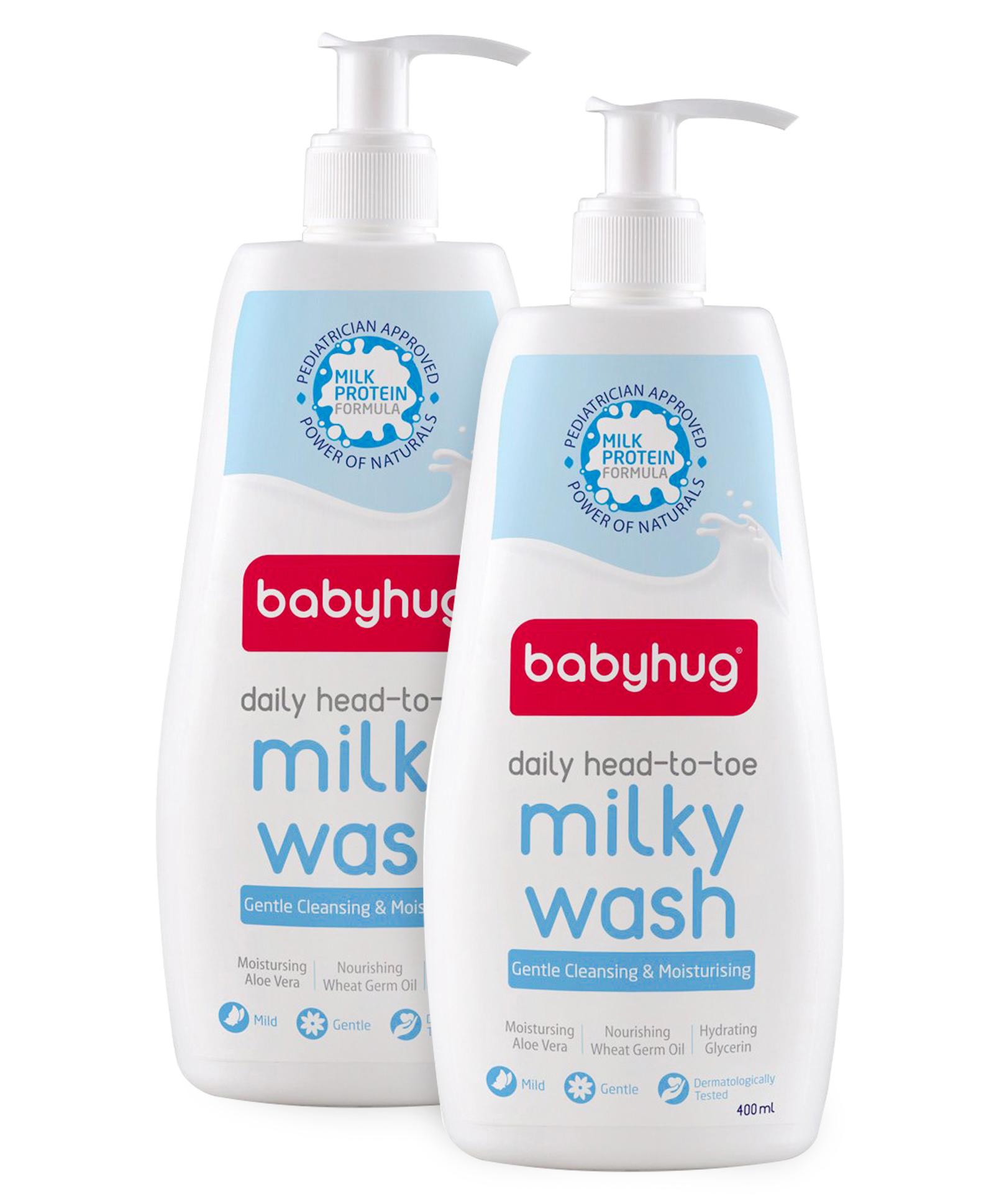 Babyhug Daily Head to Toe Milky Wash with Milk Protein Aloe Vera Wheat Oil Pack of 2 - 400 ml