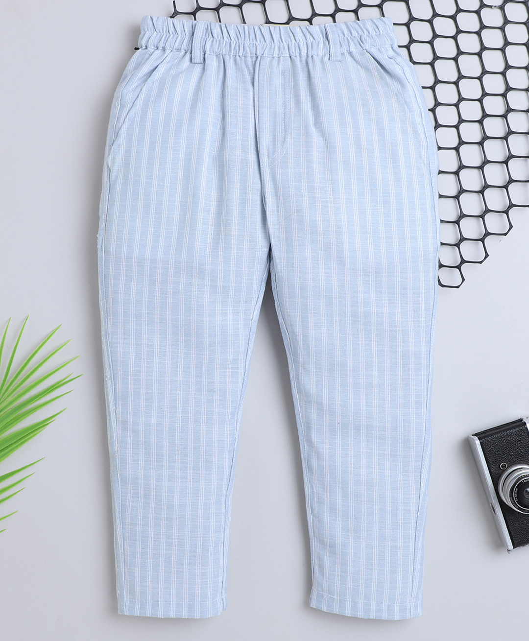 BAATCHEET Cotton Woven Full Length Striped Panda Back Printed Pant -Blue-picture-13