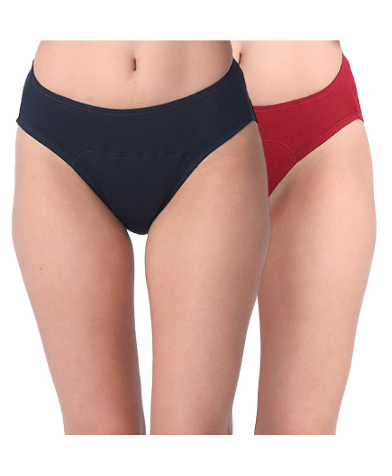 Adira Cotton Knit Pack Of 2 Solid Period Hispters - Navy Blue & Maroon-picture-15