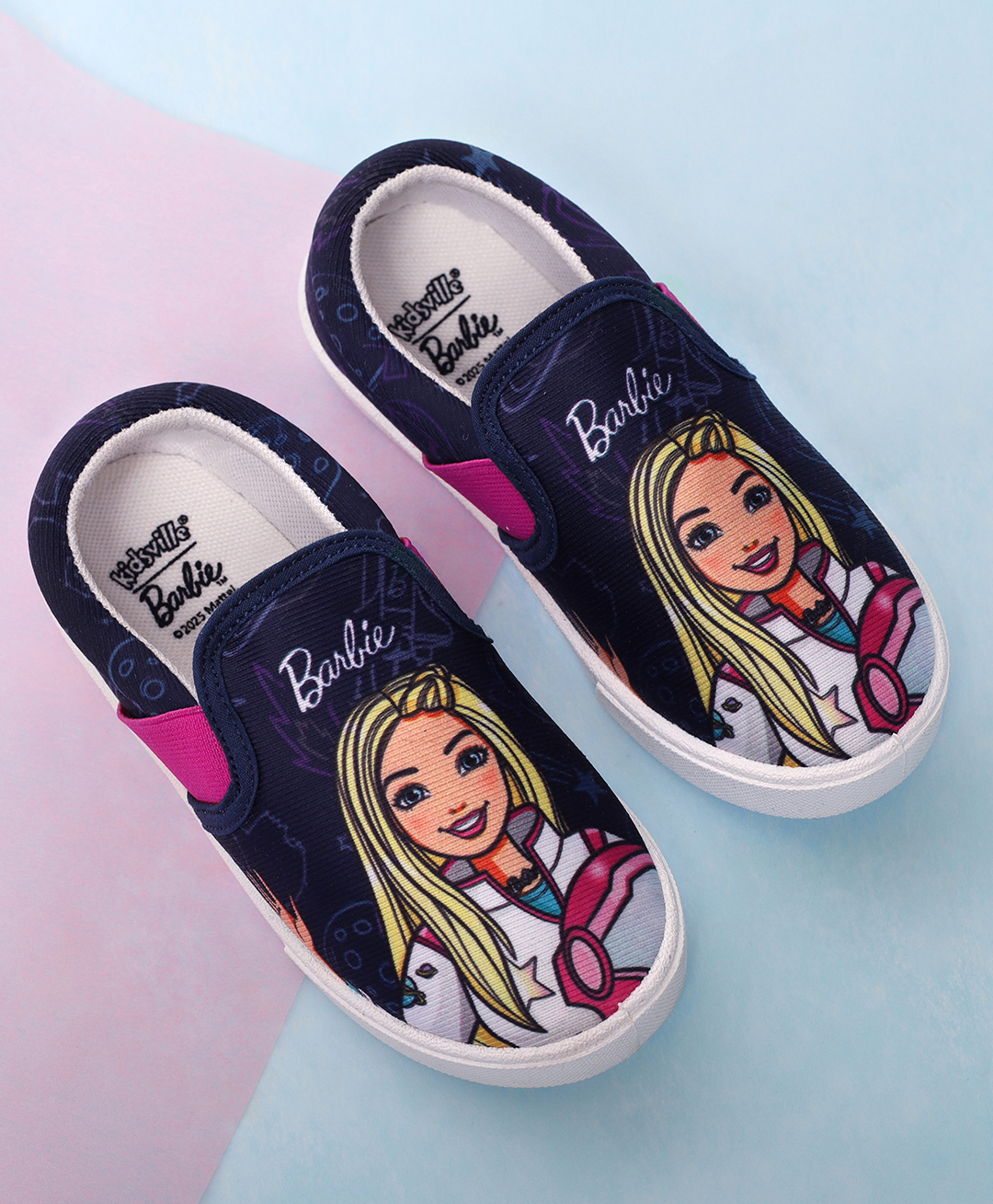 Kidsville Mattel Featuring Barbie Designed Slip On Shoes - Navy Blue-picture-22