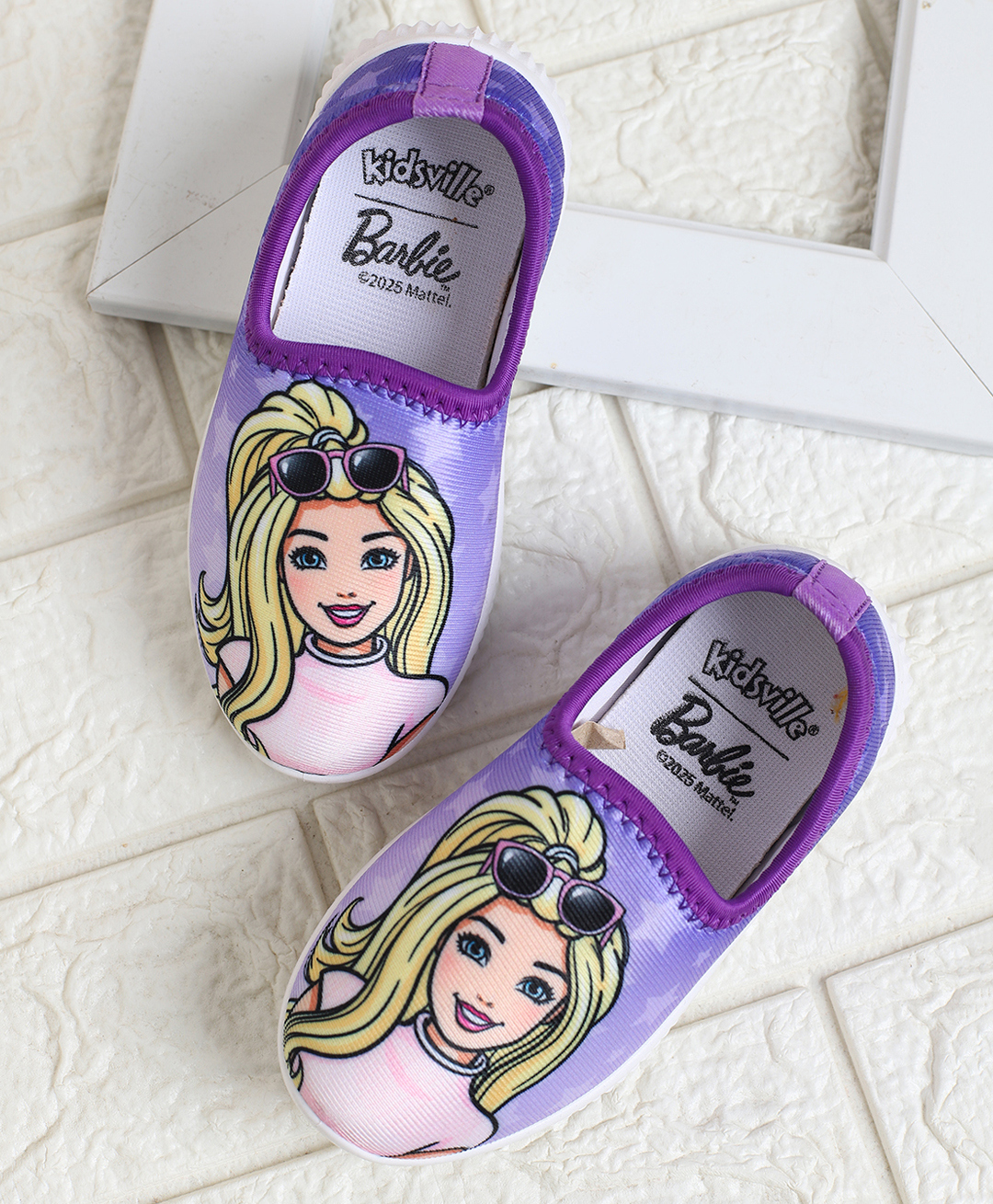 Kidsville Mattel Featuring Barbie Printed Slip On Shoes - Purple-picture-47