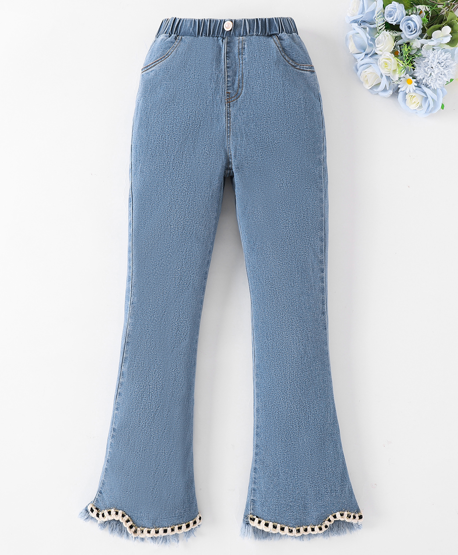 Mark & Mia Full Length Washed Flared Jeans - Blue-picture-14