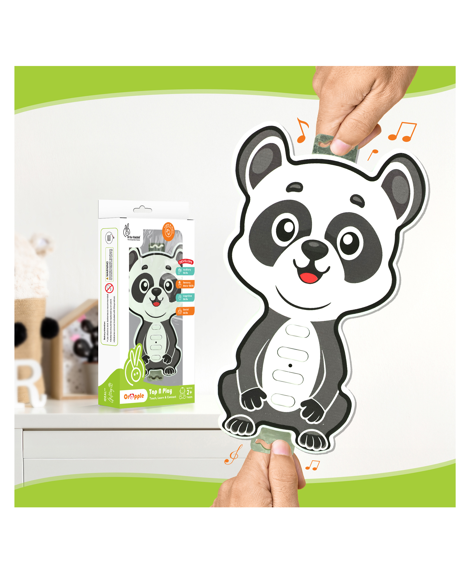 R for Rabbit Orapple Tap N Play Panda Musical Toy with Four Learning Modes, Multi-Player Option & Smart Auto Shut-Off for Kids - White-picture-23