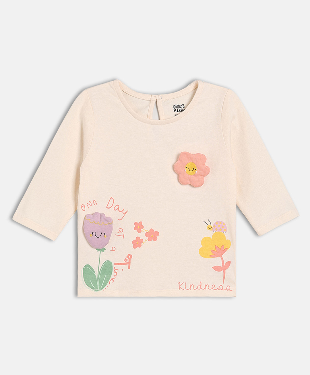 MINI KLUB Cotton Knit Full Sleeves Floral Applique Detailed Top - Pink-picture-40